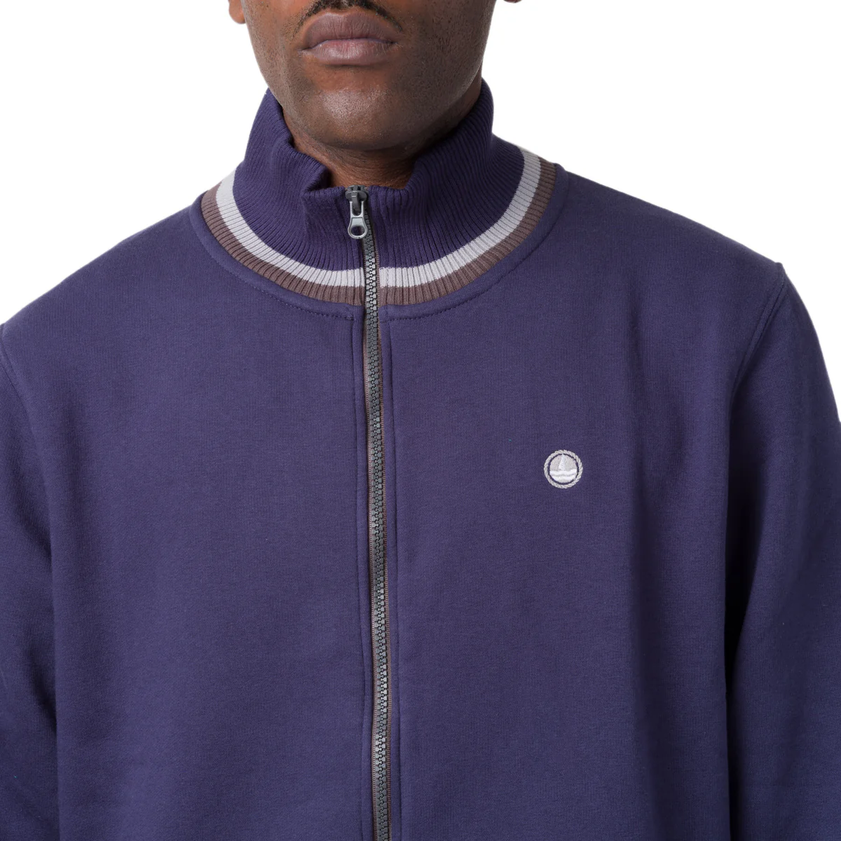 Felpa blu da Uomo con zip e logo frontale Navy Sail - Image 3