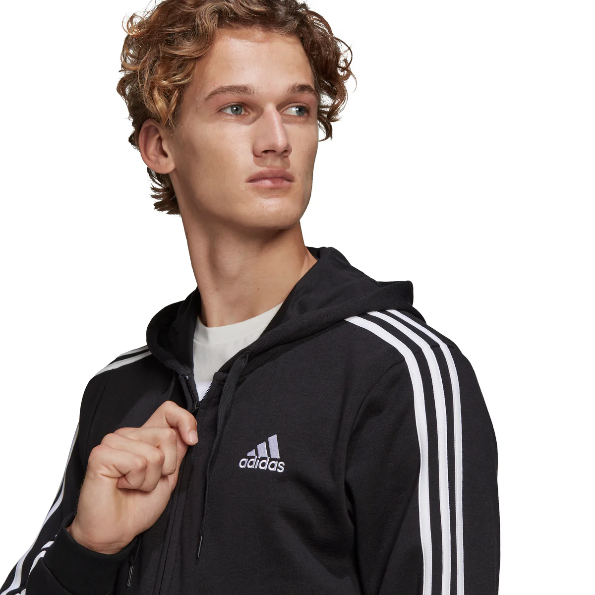 Felpa con cappuccio adidas Essentials French Terry 3-Stripes Full-Zip - Image 4