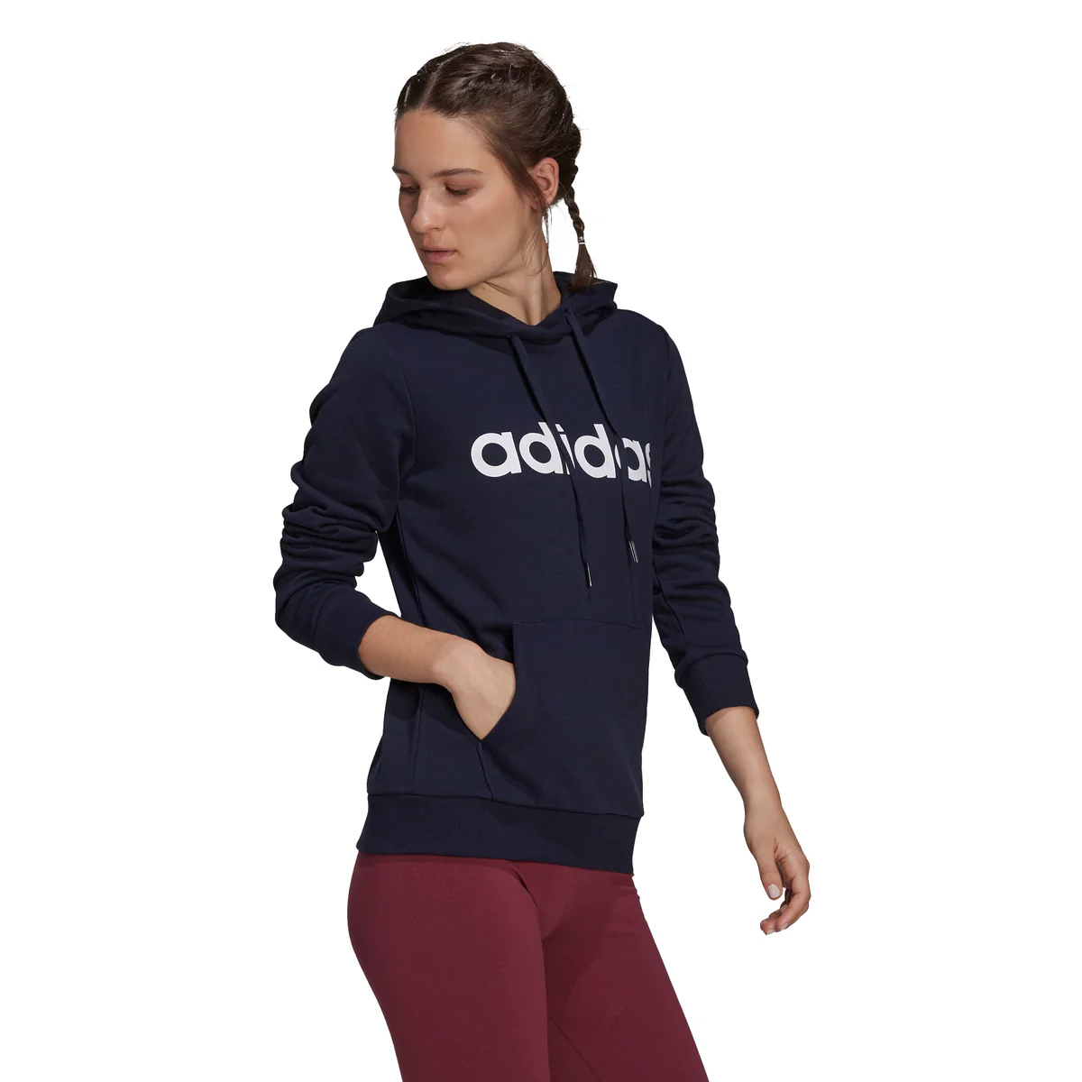 Felpa con cappuccio blu da donna adidas Essentials Logo - Image 2