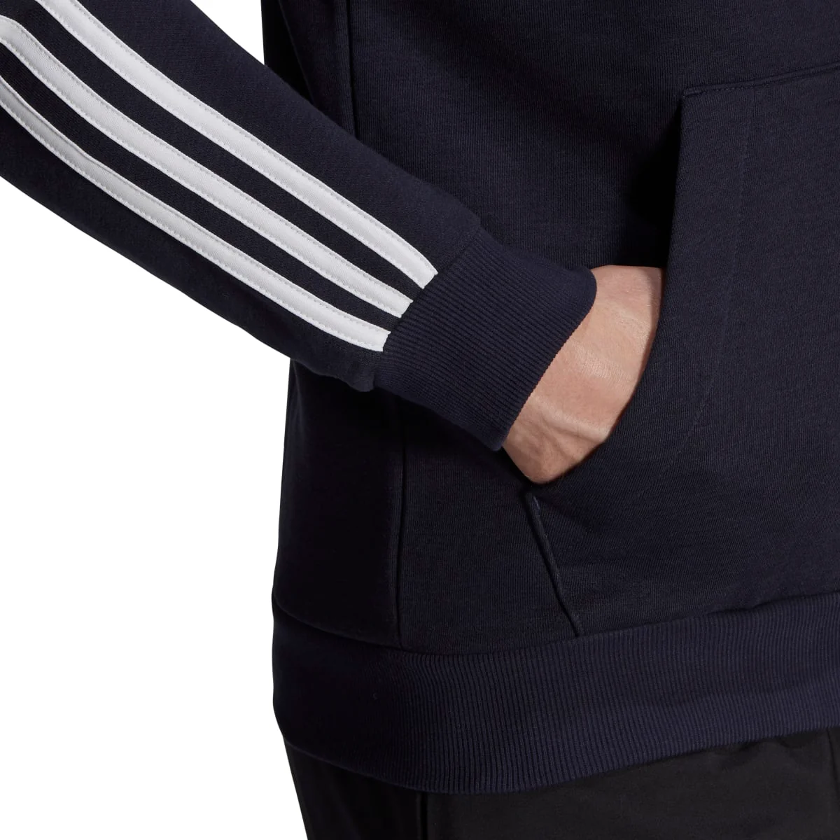 Felpa con cappuccio blu da uomo adidas Essentials French Terry 3-Stripes Full-Zip - Image 5
