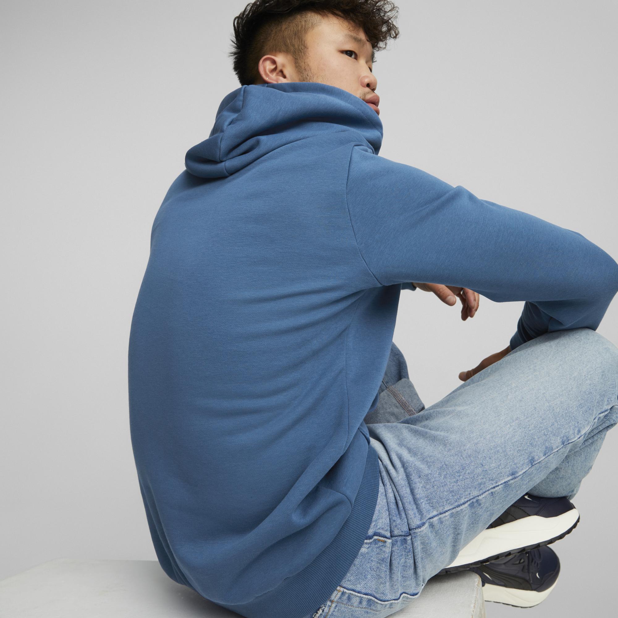 Felpa con cappuccio blu da uomo con logo sul petto Puma Essentials Big Logo - Image 2