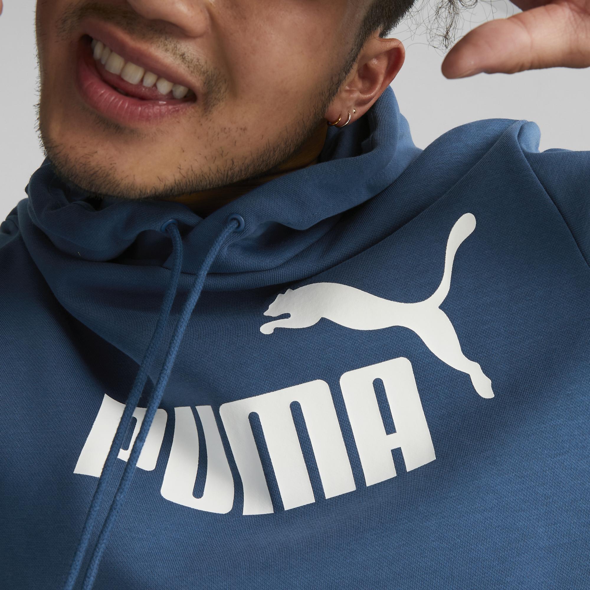 Felpa con cappuccio blu da uomo con logo sul petto Puma Essentials Big Logo - Image 5