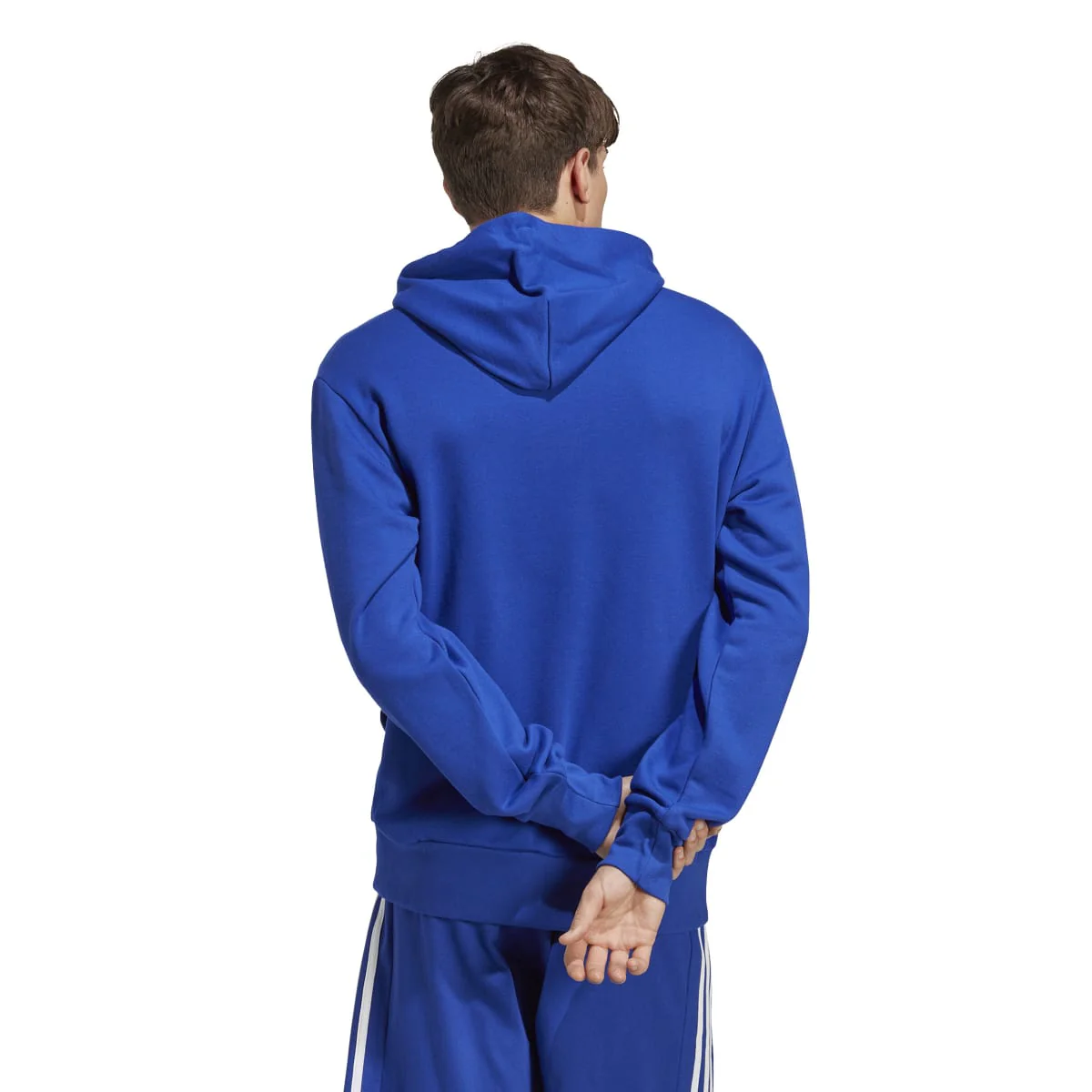 Felpa con cappuccio blu da uomo con tasca a marsupio adidas Essentials - Image 2