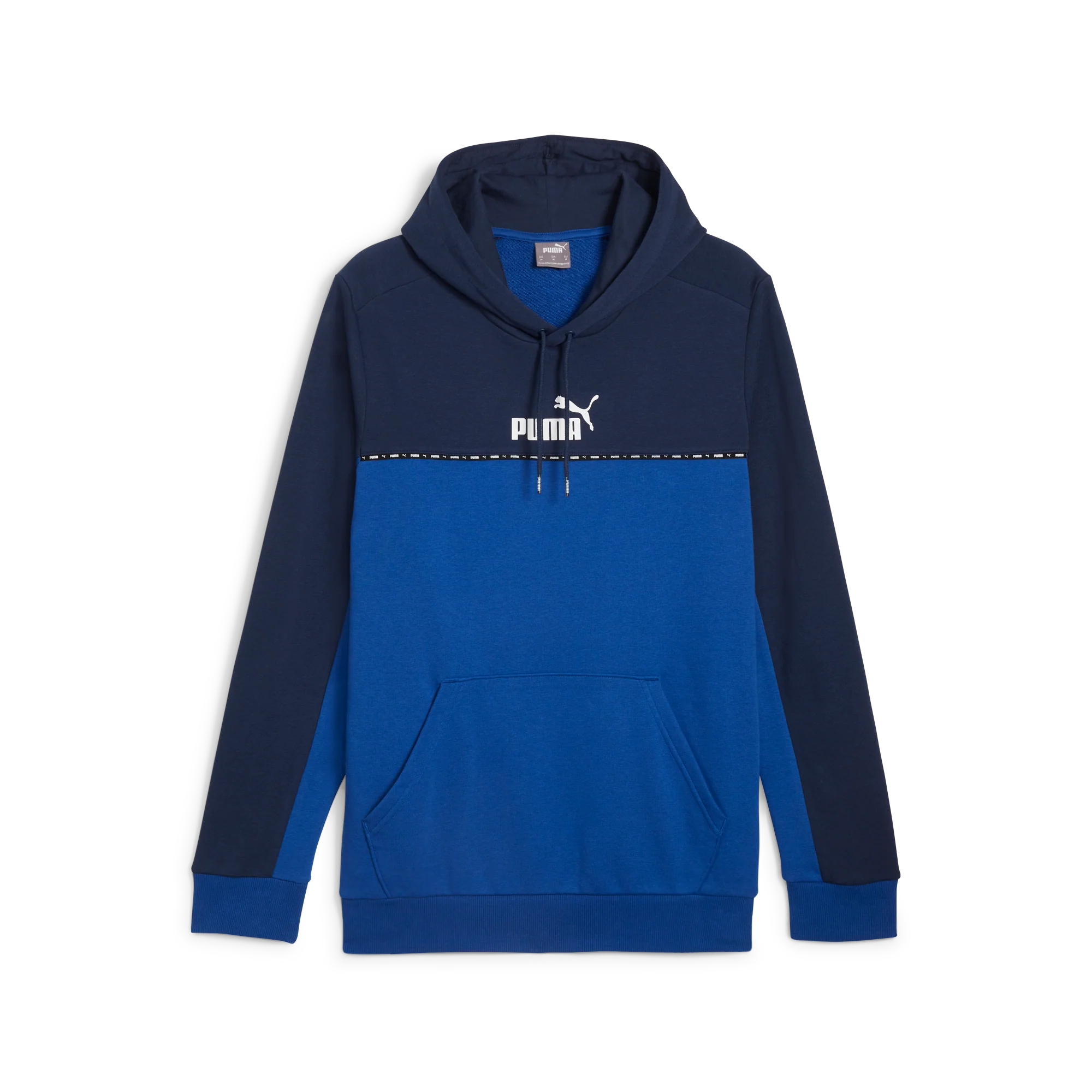 Felpa con cappuccio blu da uomo con tasche a marsupio Puma Essential BLOCK x TAPE - Image 6