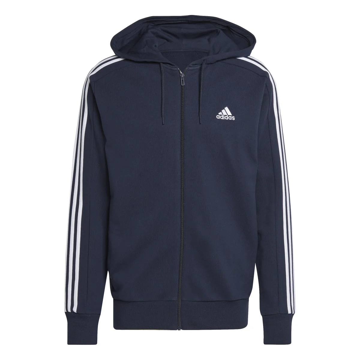 Felpa con cappuccio blu da uomo con zip adidas Essentials - Image 6
