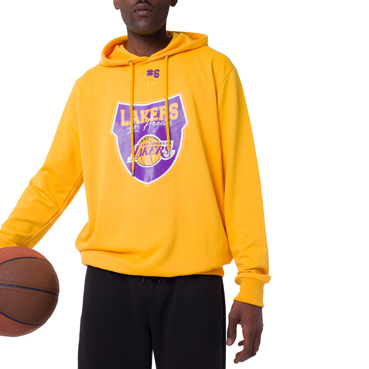 Felpa con cappuccio gialla da Uomo con stampa LA Lakers NBA