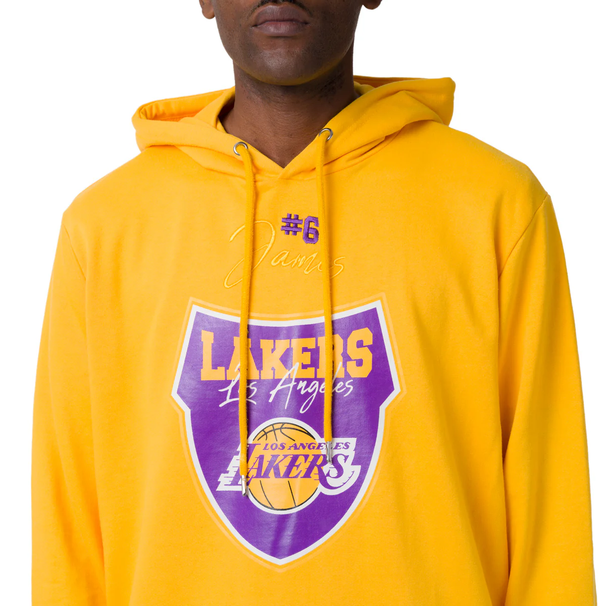 Felpa con cappuccio gialla da Uomo con stampa LA Lakers NBA - Image 4