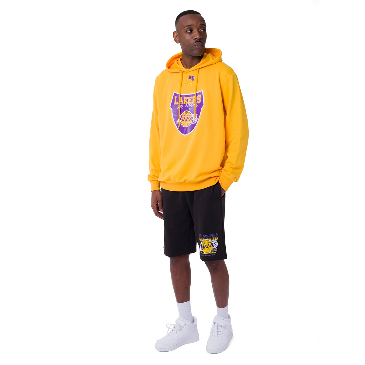Felpa con cappuccio gialla da Uomo con stampa LA Lakers NBA - Image 5