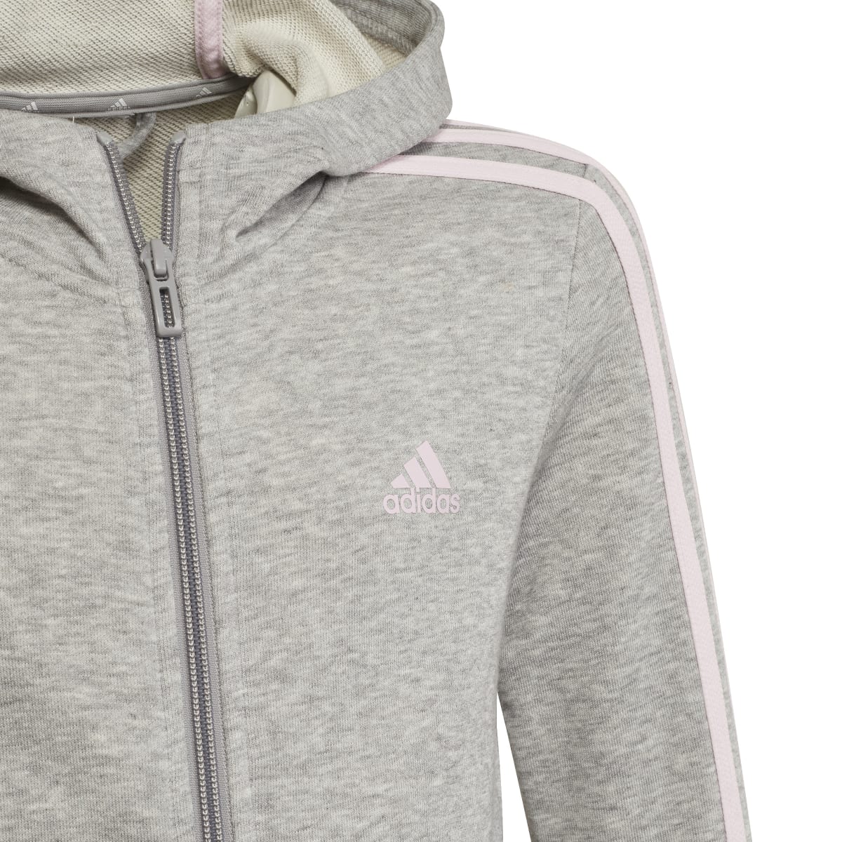 Felpa con cappuccio grigia da bambina adidas Essentials 3-Stripes - Image 3