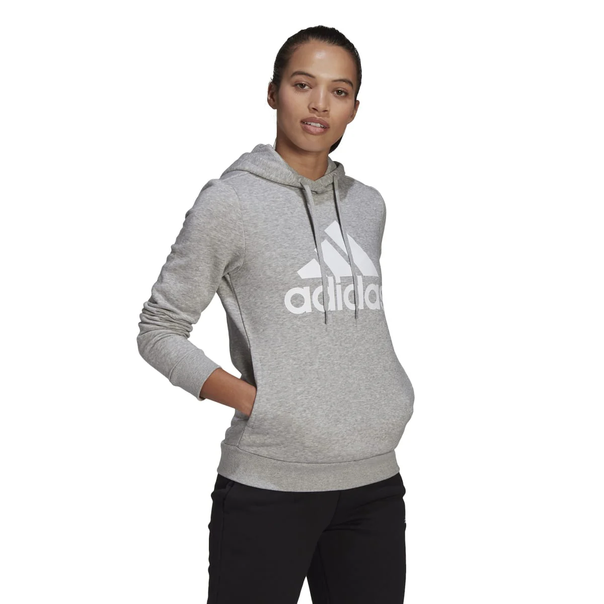 Felpa con cappuccio grigia da donna adidas LOUNGEWEAR Essentials Logo Fleece - Image 3