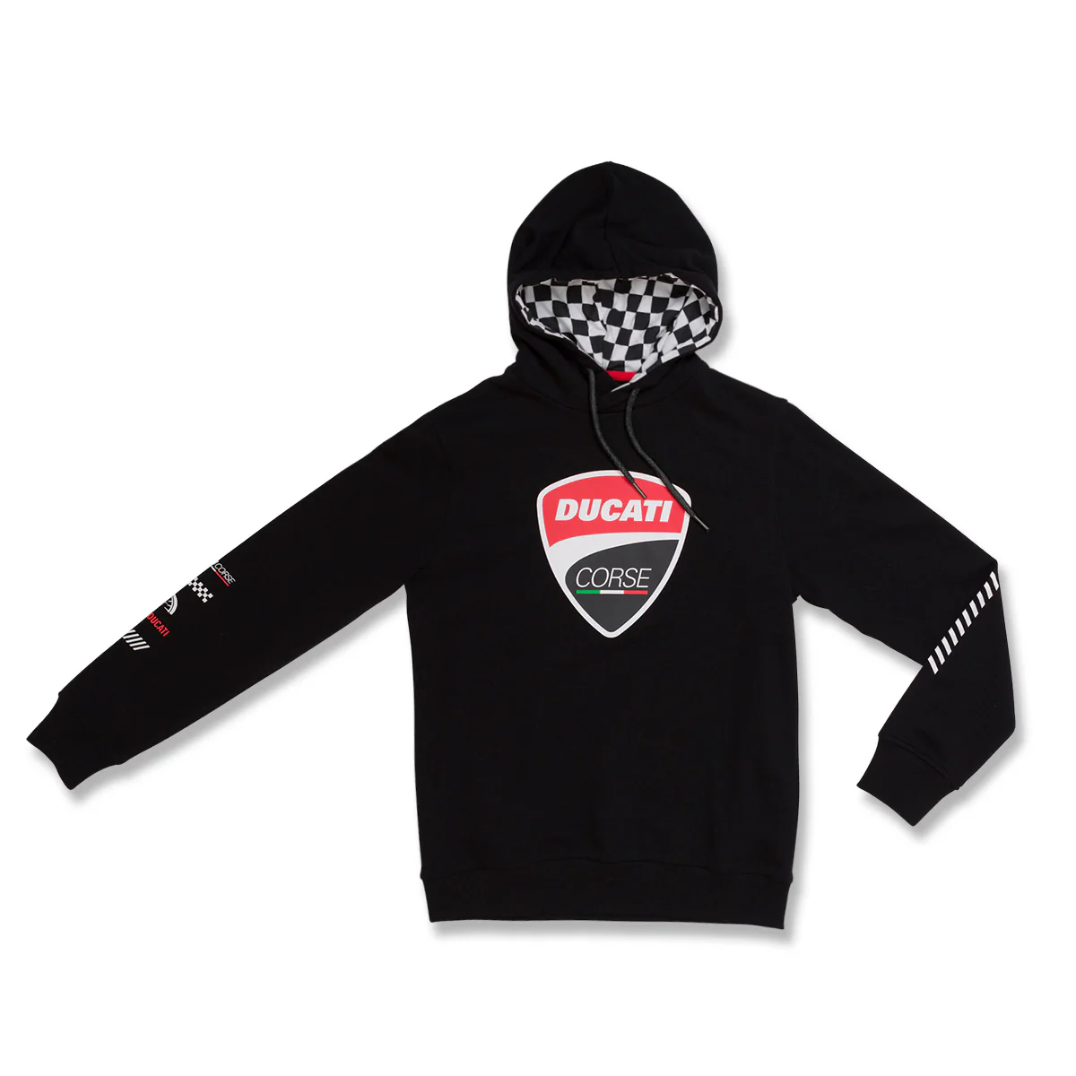 Felpa con cappuccio nera da bambino con logo frontale Ducati Corse