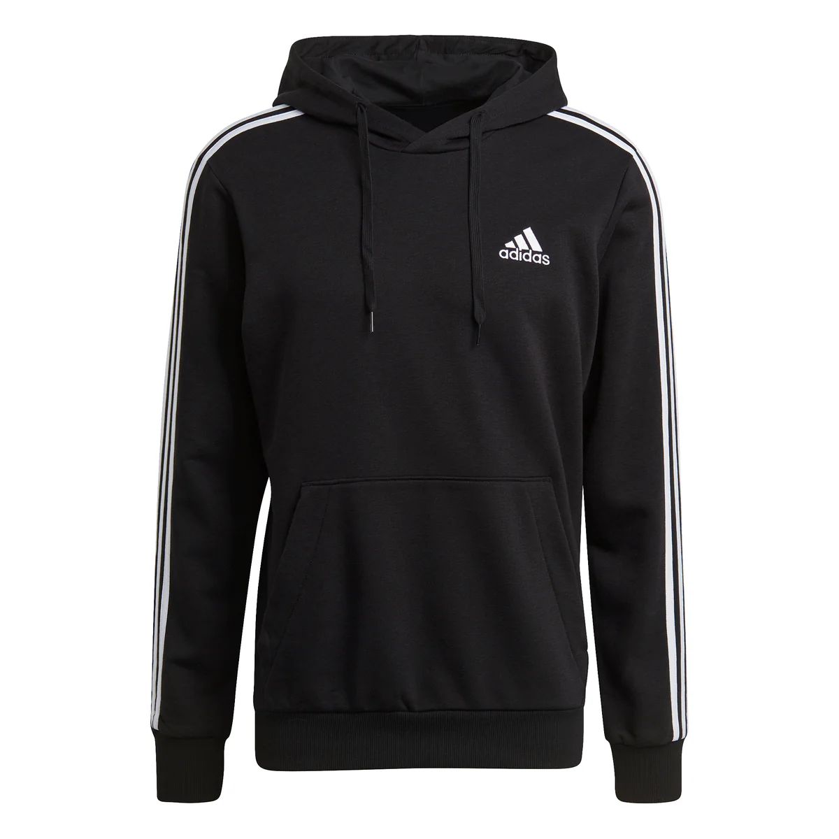 Felpa con cappuccio nera da uomo adidas Essentials 3-Stripes - Image 6