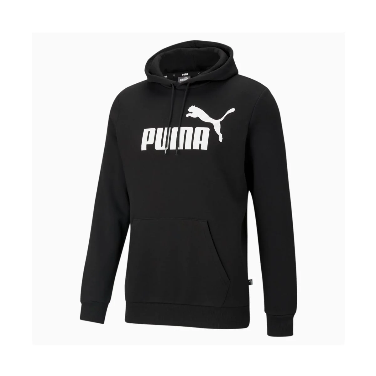 Felpa con cappuccio nera da uomo con logo sul petto Puma Essentials Big Logo