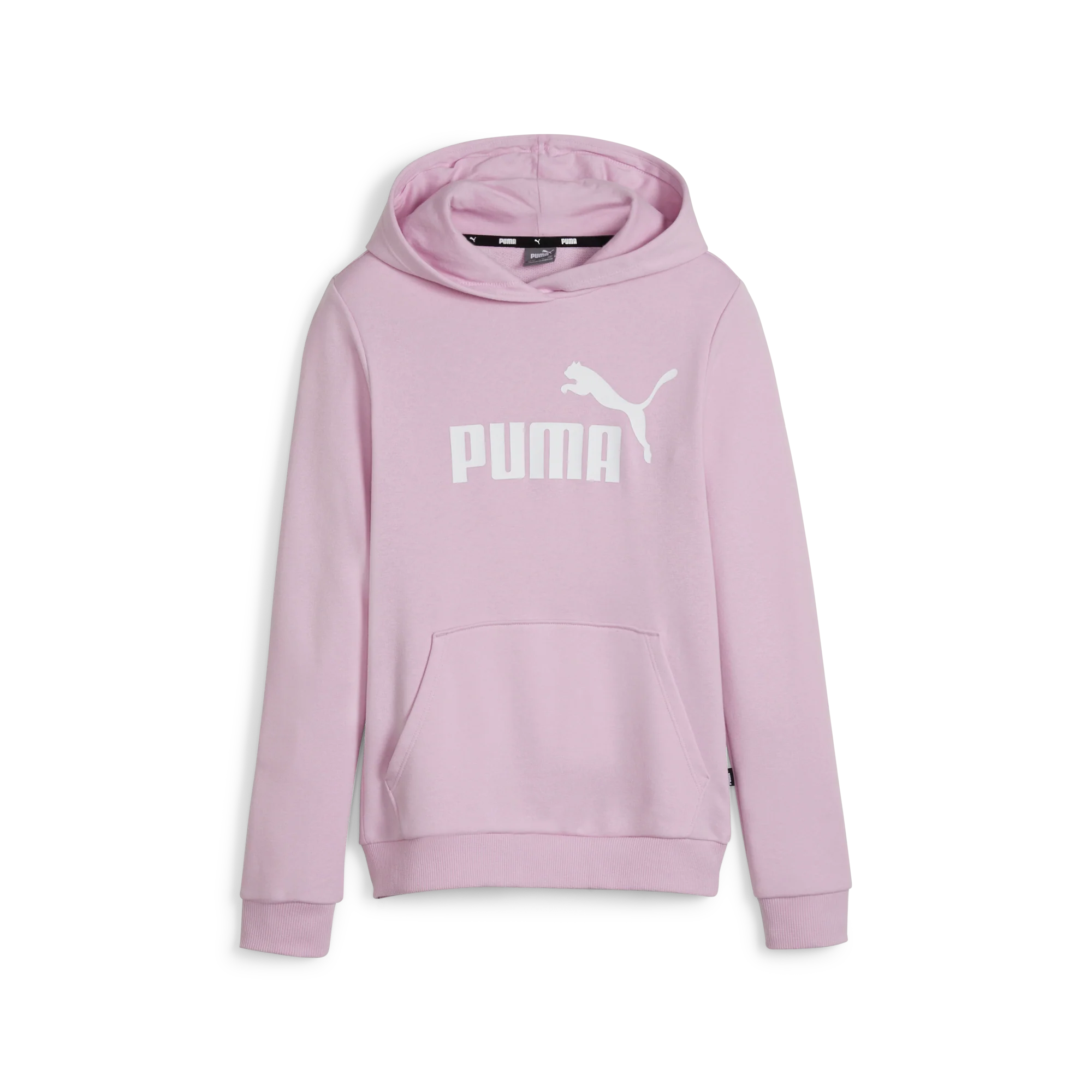 Felpa con cappuccio rosa da bambina con tasca a marsupio Puma Essentials Logo Youth