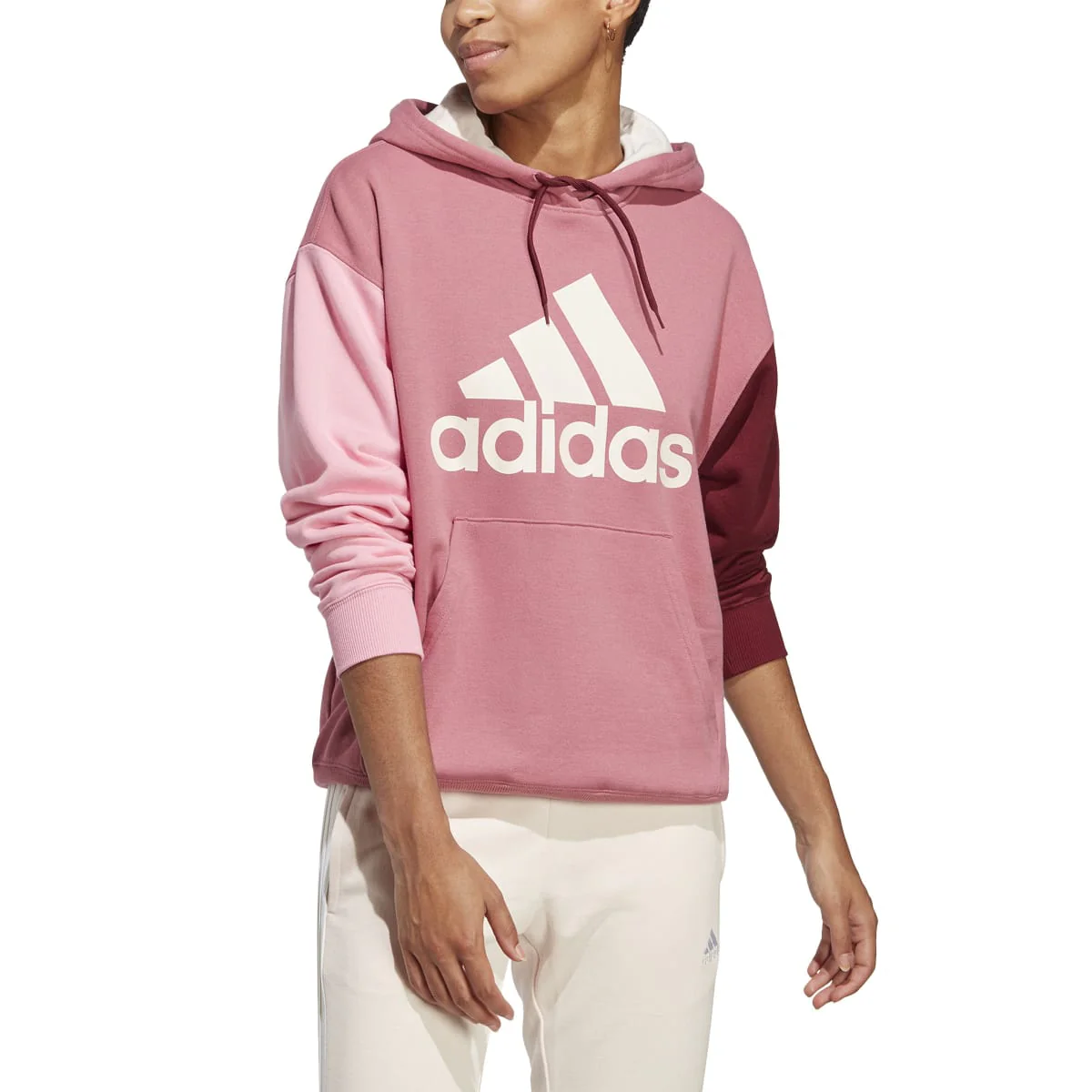 Felpa con cappuccio rosa da donna adidas Essentials Big Logo Oversized French Terry - Image 4