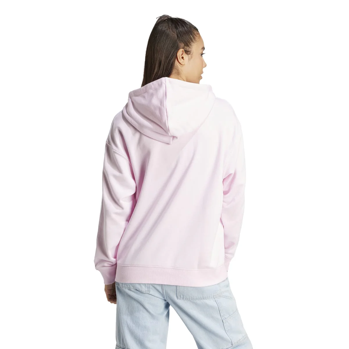 Felpa con cappuccio rosa da donna con zip e tasche adidas Essentials 3-Stripes - Image 2