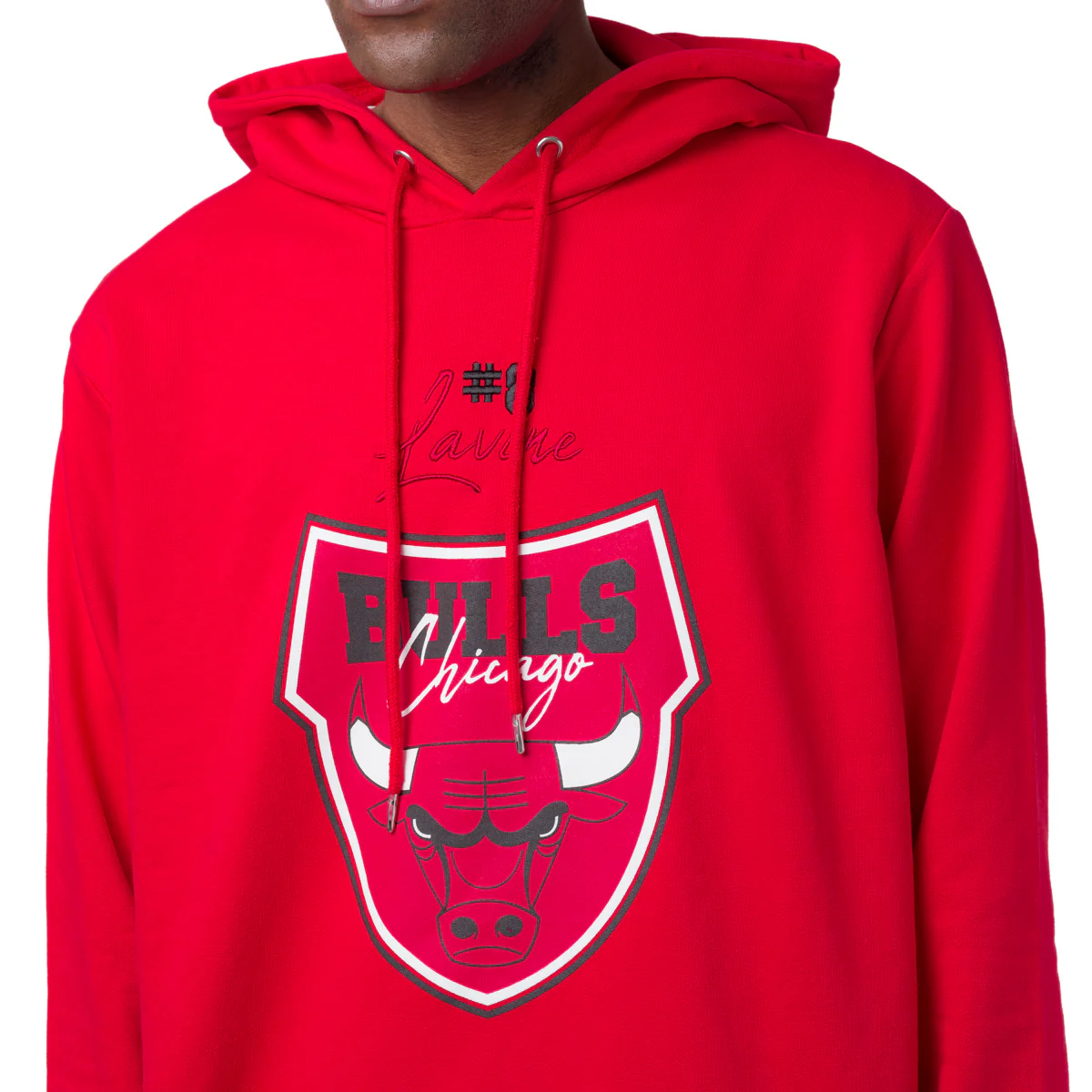 Felpa con cappuccio Rossa da Uomo con tasche e stampa Chicago Bulls e Lavine NBA - Image 5
