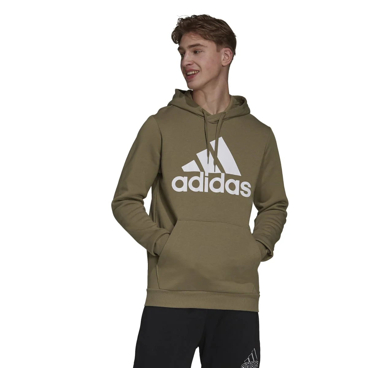 Felpa con cappuccio verde da uomo adidas Essentials Fleece Big Logo