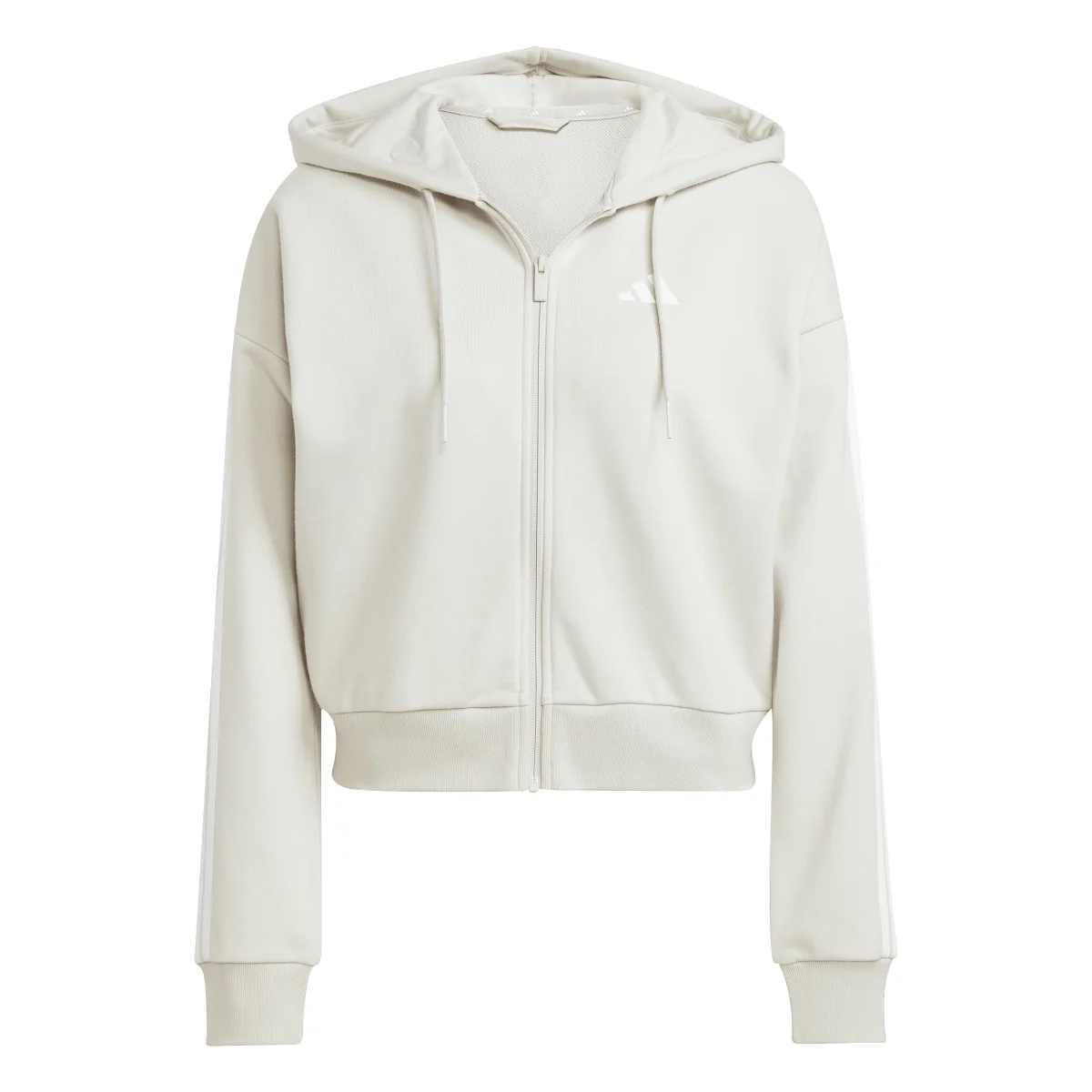 Felpa con zip bianca da Donna adidas W 3S FT FZ HD - Image 4