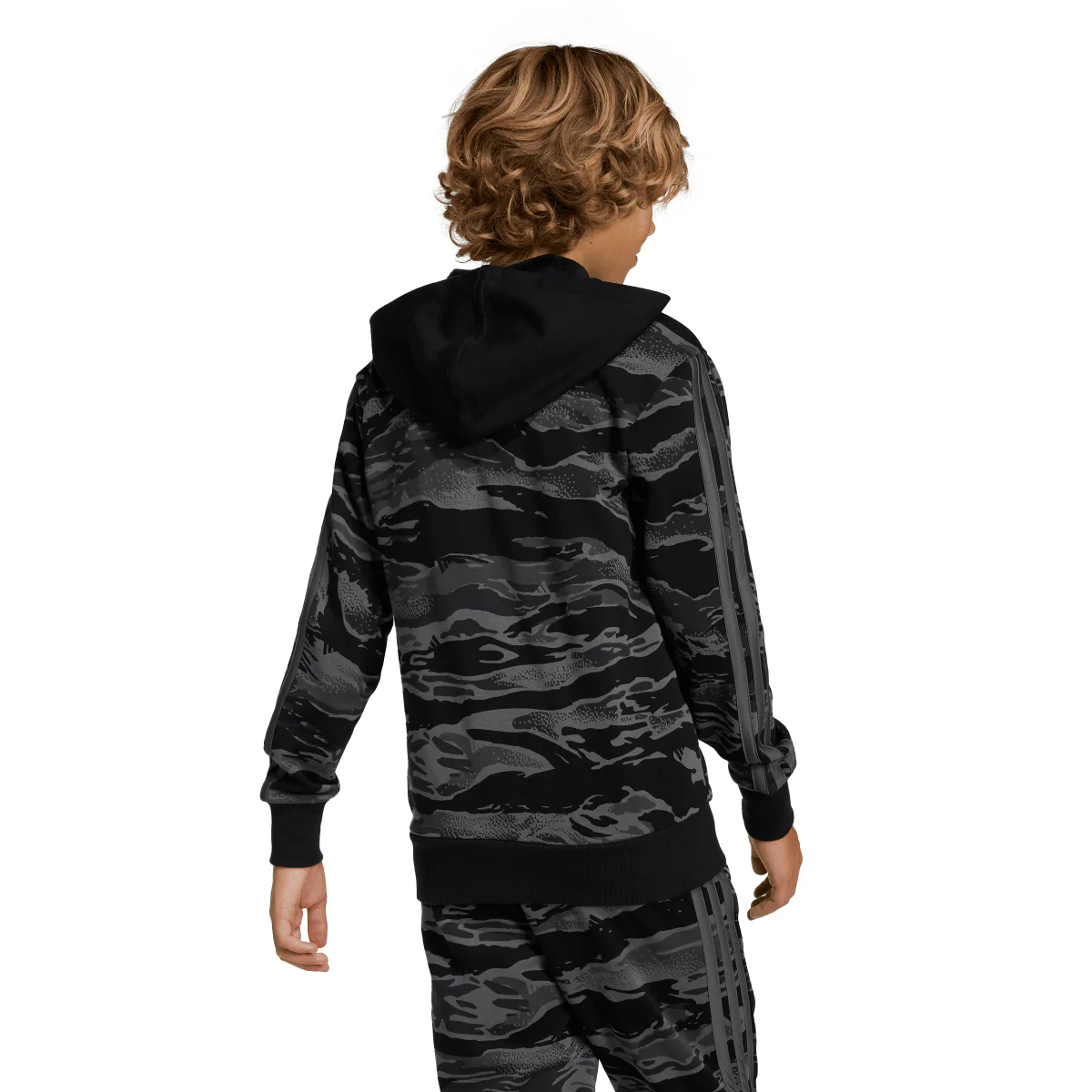 Felpa con zip da Ragazzo e Ragazza nera con stampa camouflage adidas - Image 2