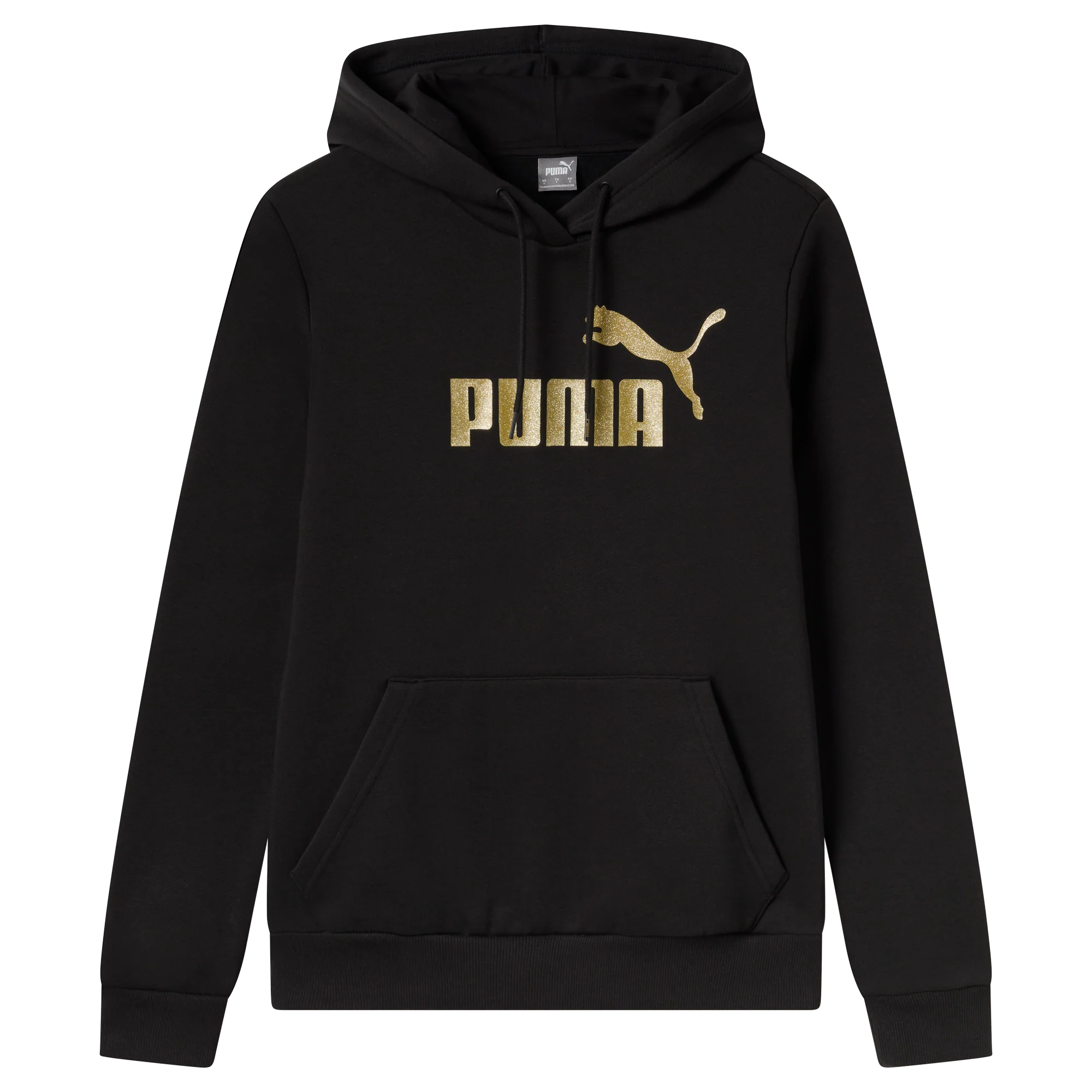 Felpa da donna Puma nera con logo oro