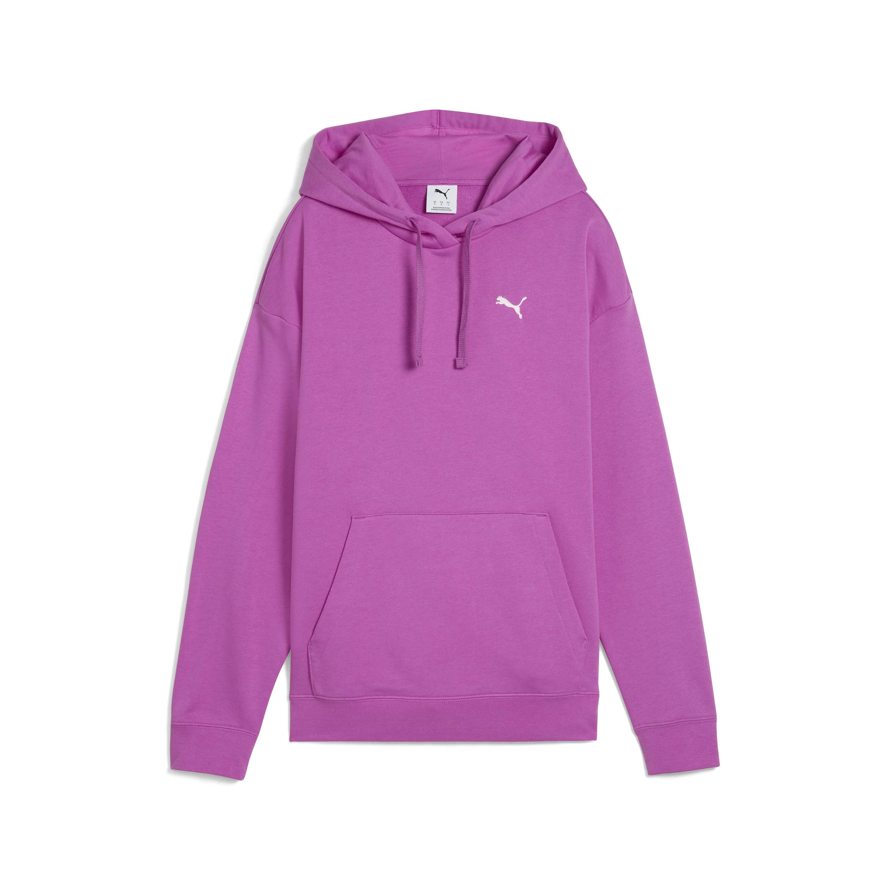 Felpa da donna violetta in cotone con logo bianco e cappuccio Puma - Image 7