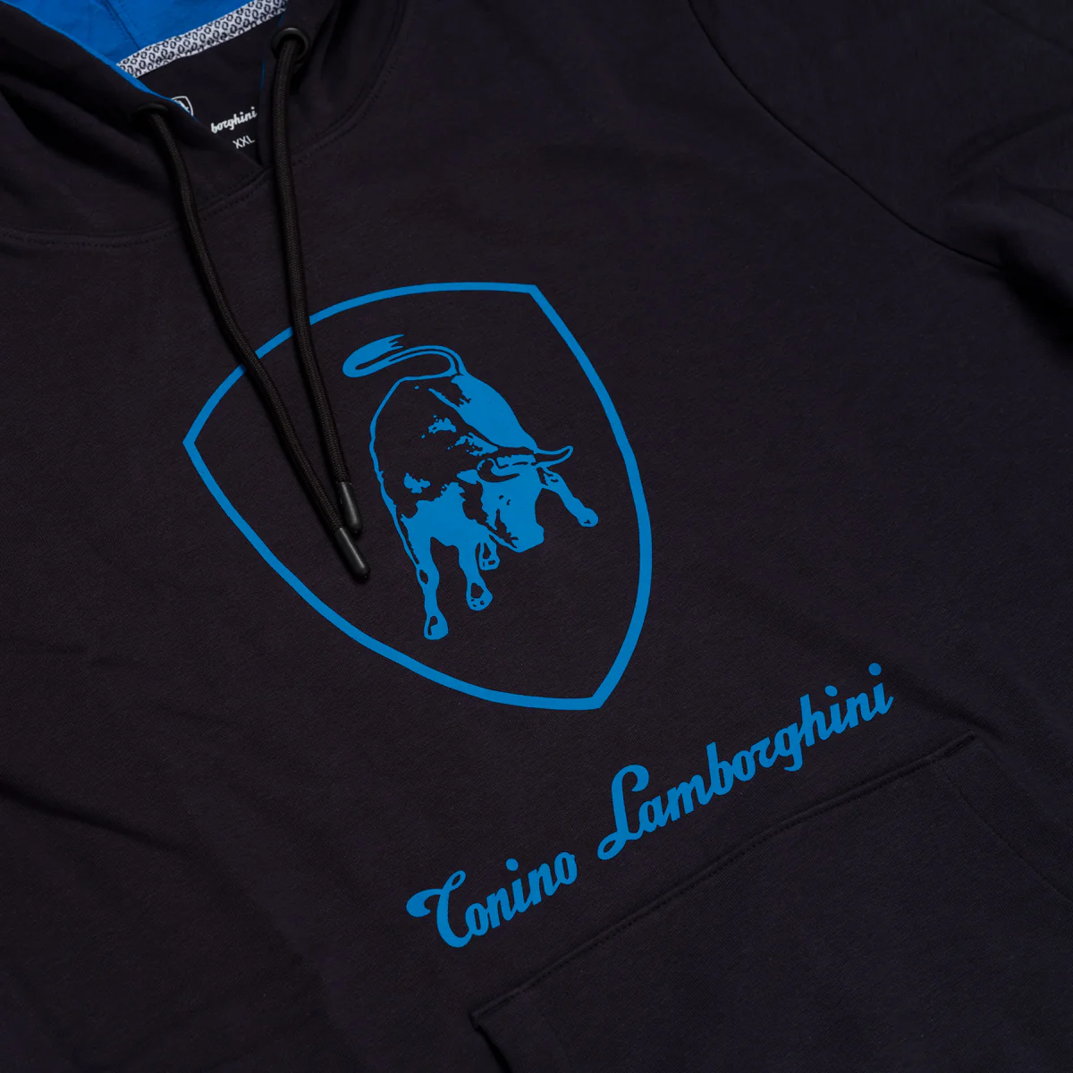 Felpa con cappuccio da uomo blu navy con logo Tonino Lamborghini - Image 4