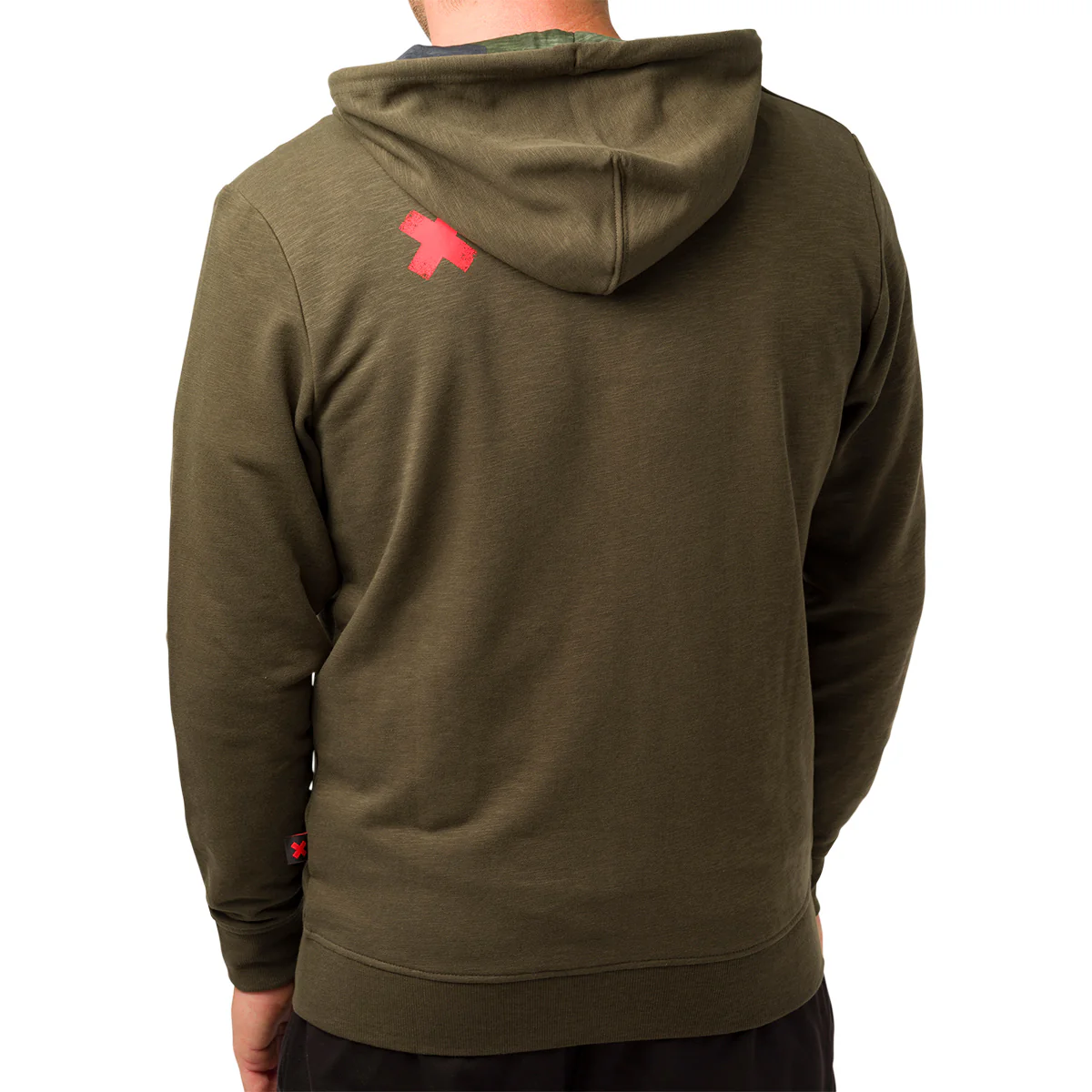 Felpa con cappuccio da uomo con zip verde militare Ducati Scrambler - Image 2