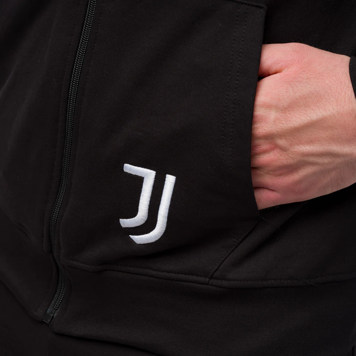 Felpa da uomo nera e bianca con zip e logo Juventus - Image 3