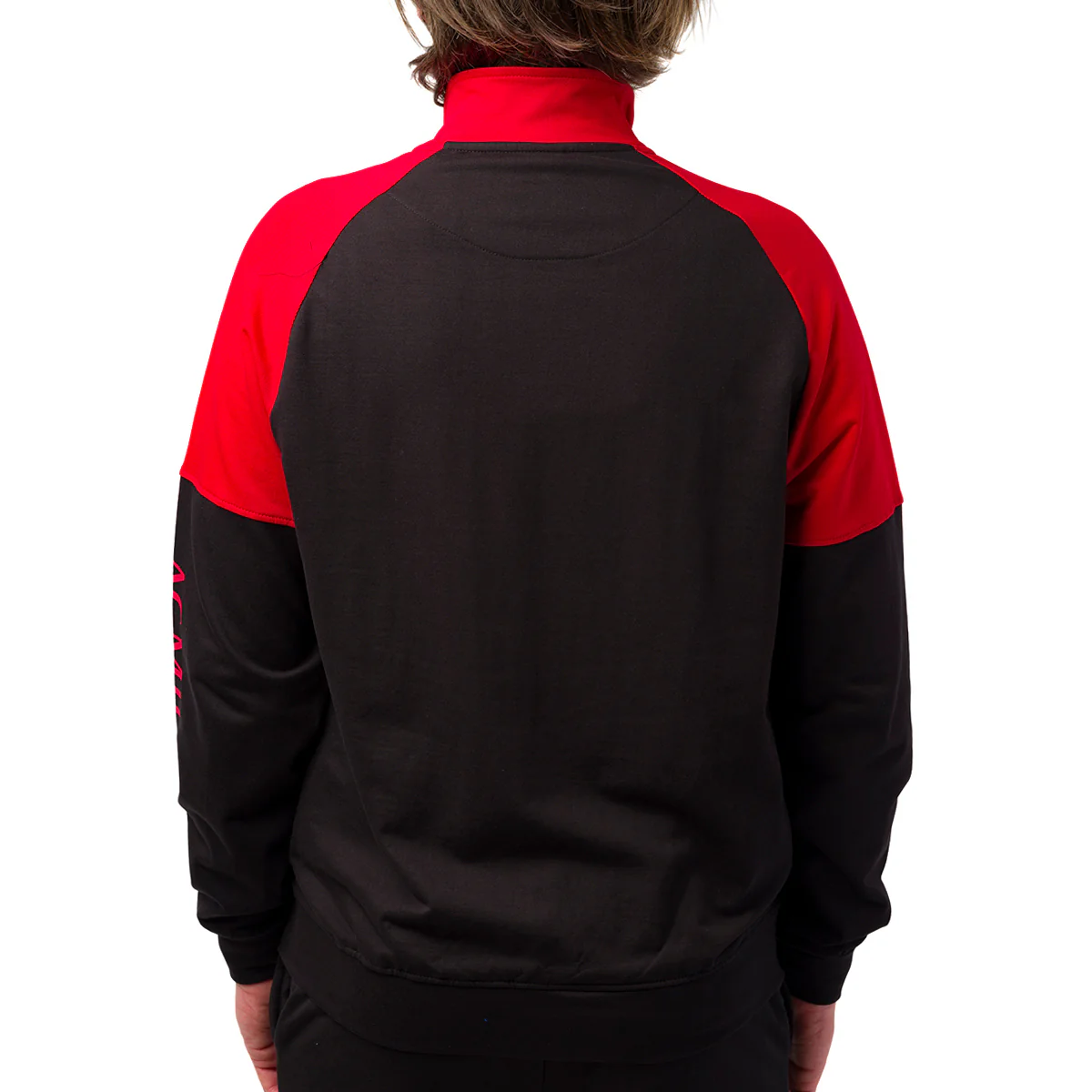 Felpa da uomo rossa e nera con zip e logo Milan - Image 2
