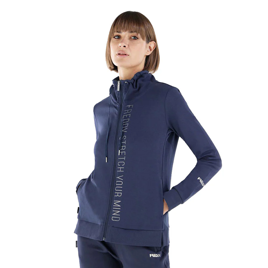 Felpa full-zip blu navy da donna Freddy