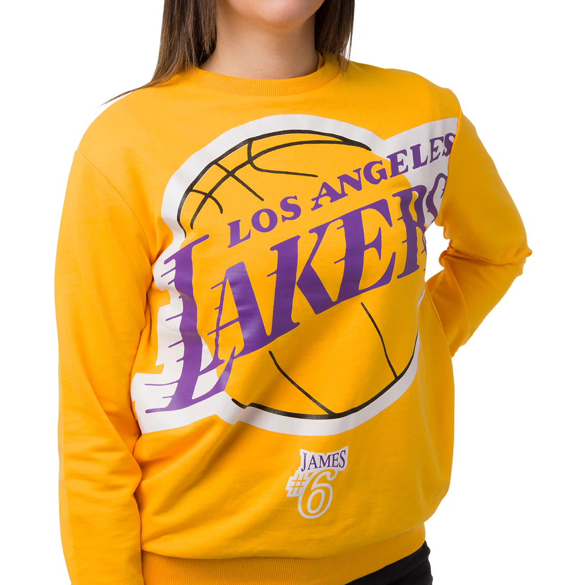Felpa girocollo da Donna Giallo ocra con stampa LA Lakers NBA - Image 3