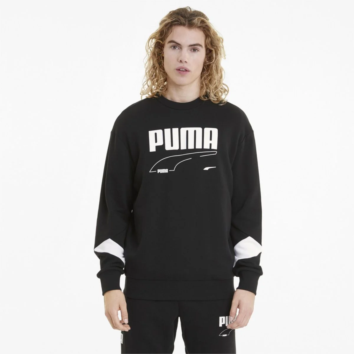 Felpa girocollo nera Puma Rebel Crew
