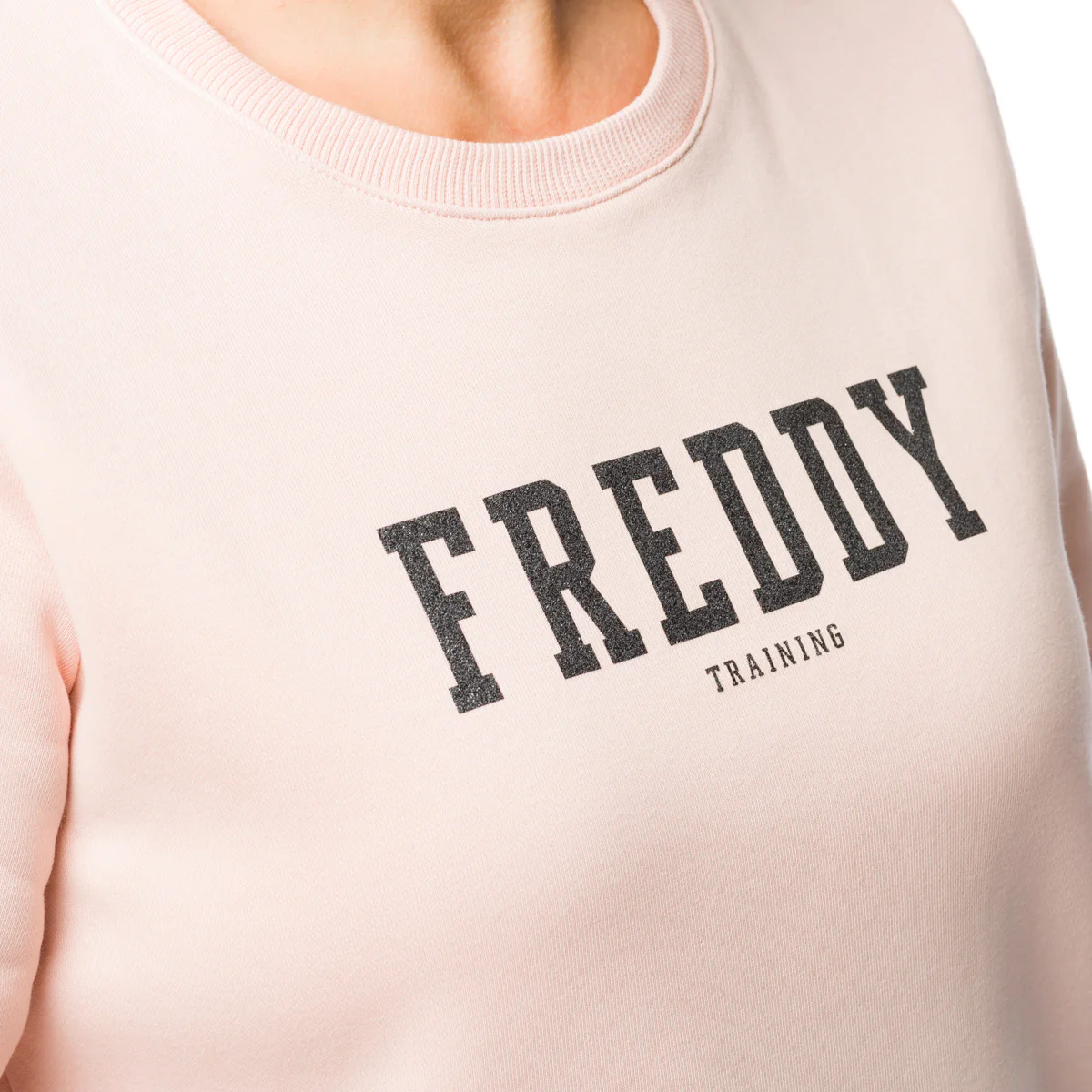 Felpa girocollo rosa da donna con logo glitterato Freddy - Image 3