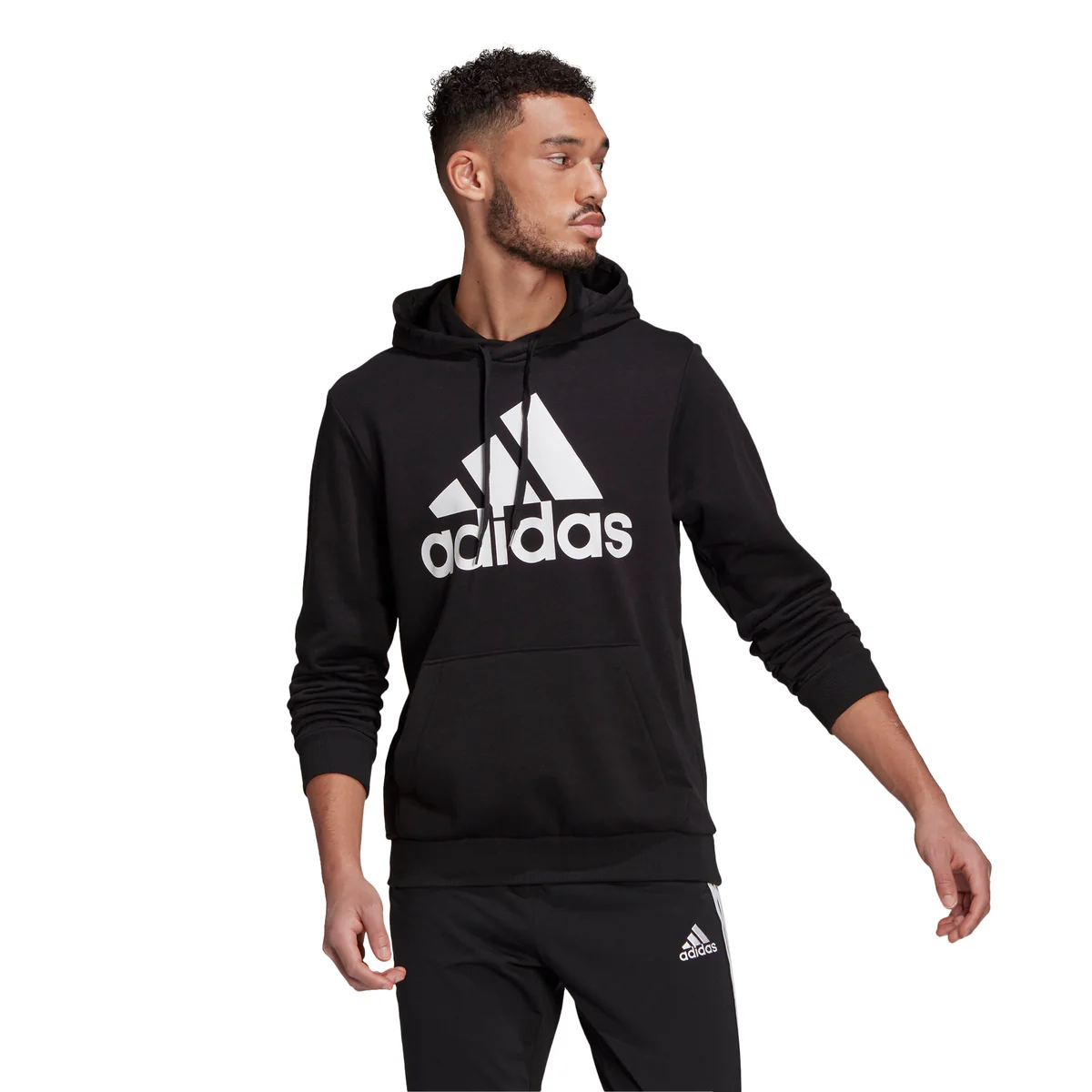 Felpa nera con cappuccio adidas Essentials Big Logo