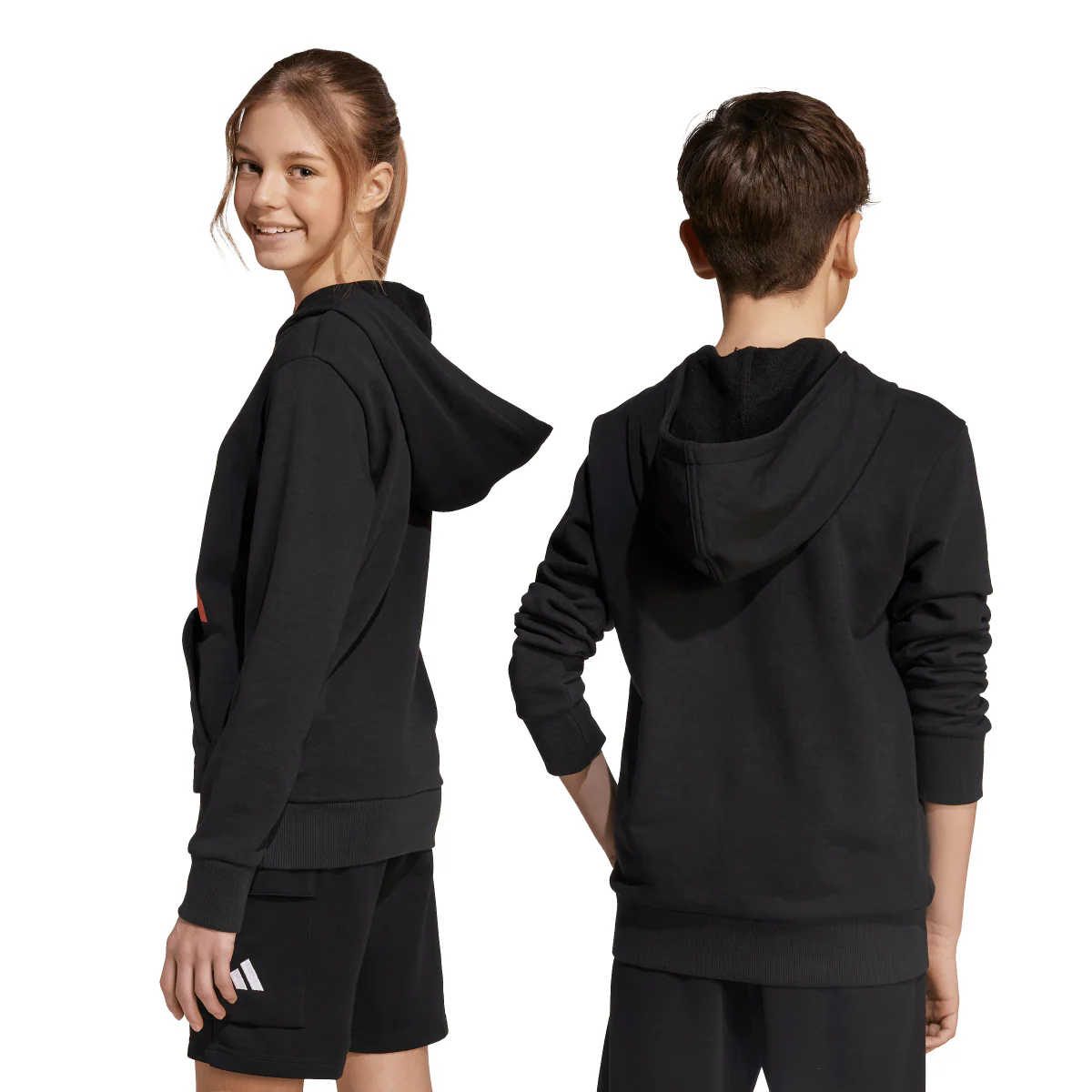 Felpa nera con logo adidas da Bambino J BL FT HD 280 - Image 6