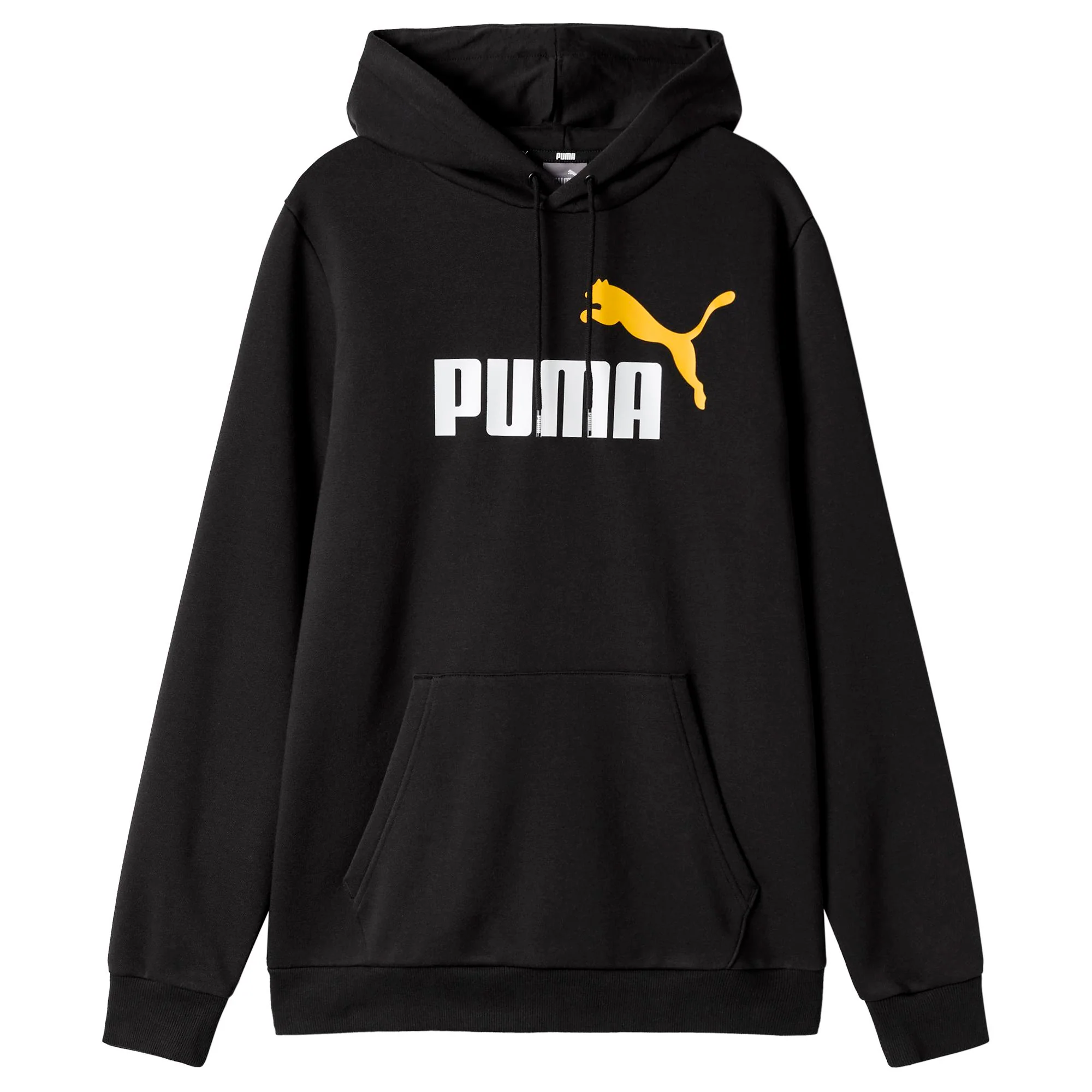 Felpa nera da uomo con logo sul petto e tasche Puma Essentials