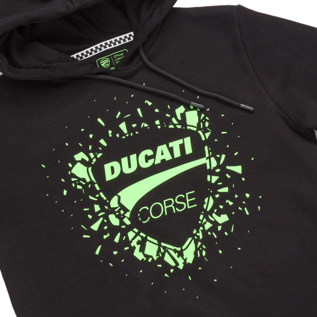 Felpa nera da Ragazzo con stampa verde fluo Ducati Corse - Image 3