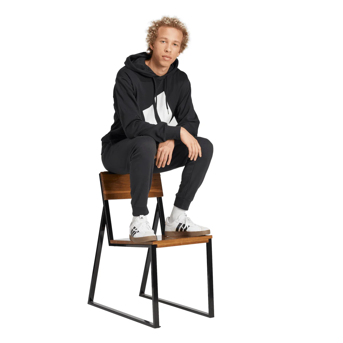 Felpa nera da Uomo con cappuccio e logo adidas - Image 3