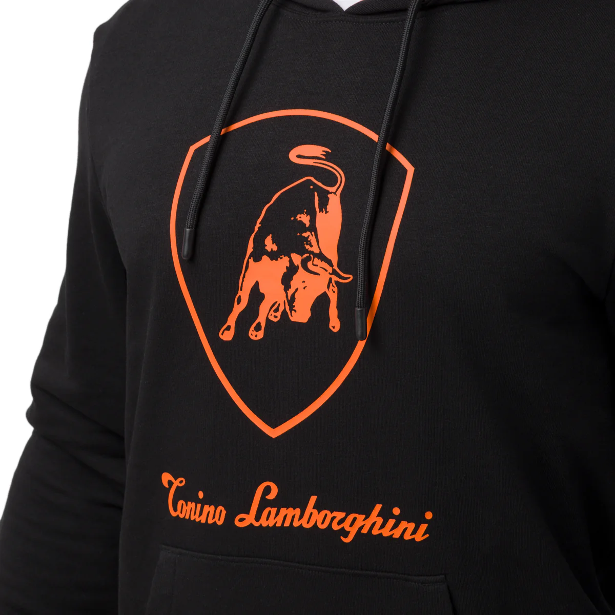 Felpa nera da Uomo con cappuccio e logo arancione Tonino Lamborghini - Image 3