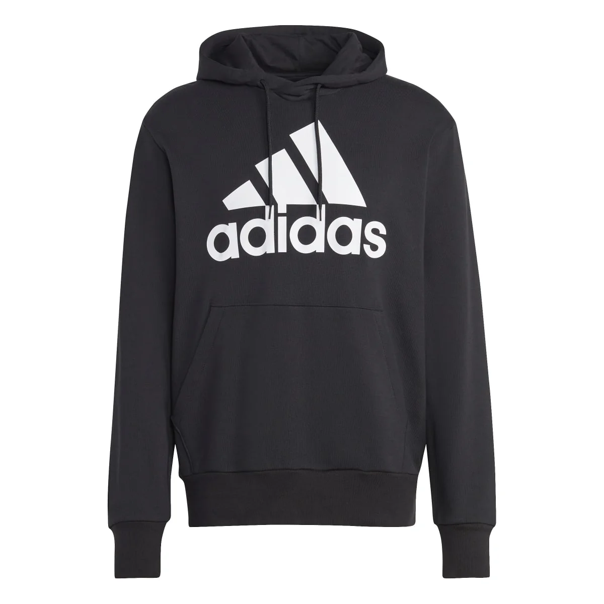 Felpa nera da uomo con cappuccio e tasche adidas Essentials - Image 2