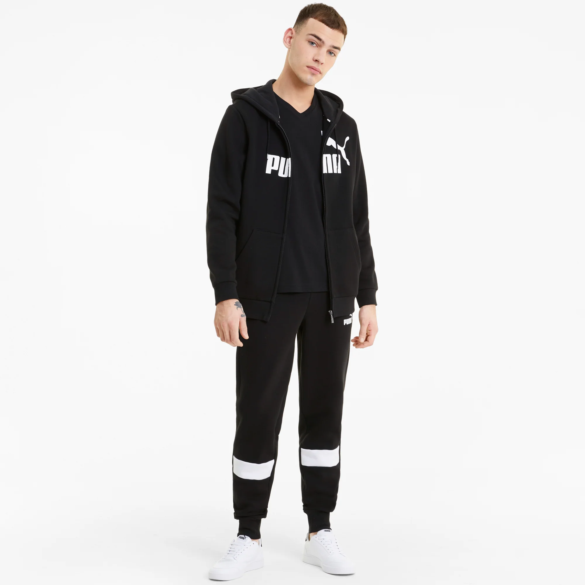 Felpa nera da uomo con zip e logo Puma - Image 3
