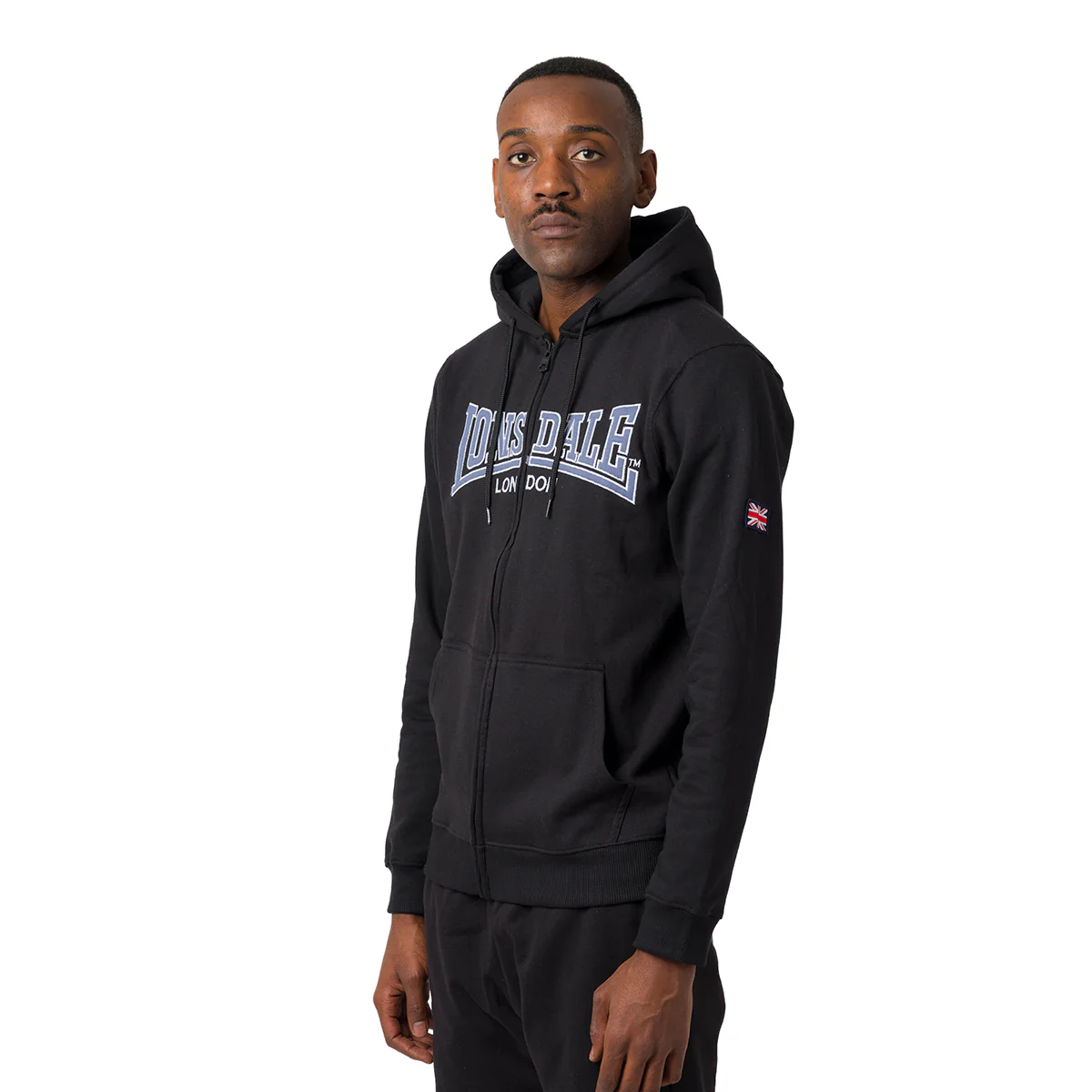 Tuta nera da uomo con felpa full zip e tasche a patta Lonsdale - Image 7