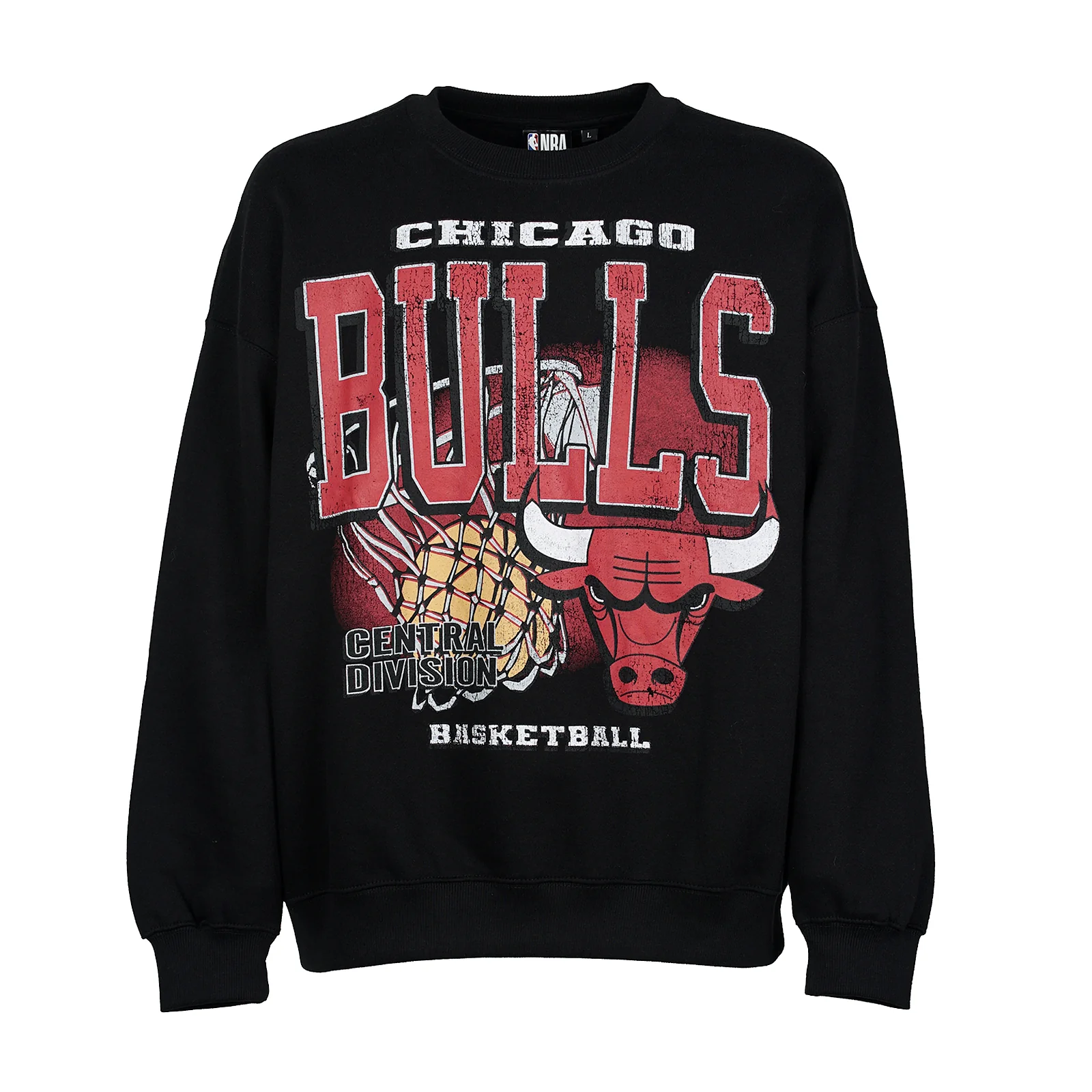Felpa da Uomo oversize nera con stampa squadra Chicago Bulls NBA - Image 2