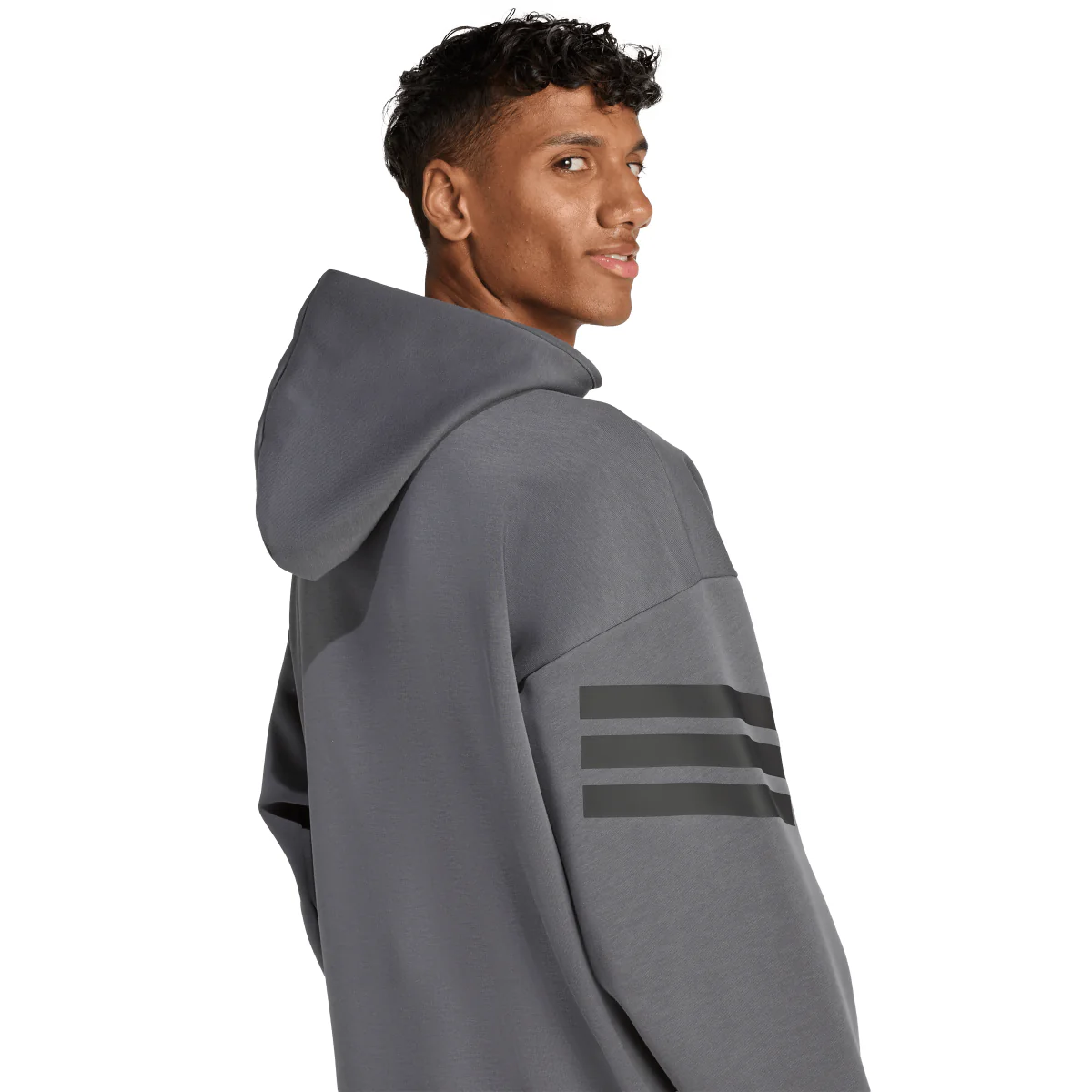 Felpa sportiva da uomo grigio con zip e le iconiche 3-Stripes adidas - Image 3