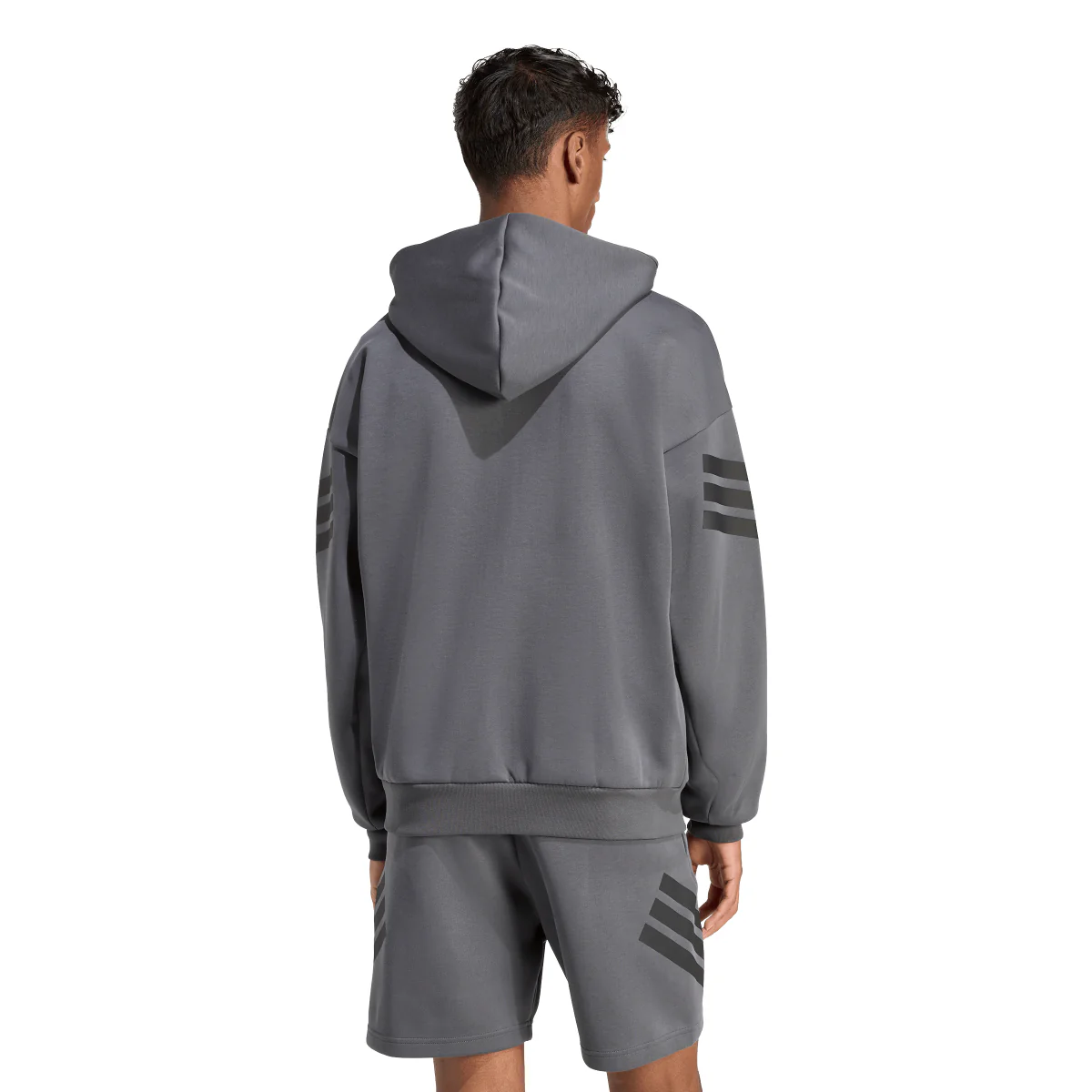 Felpa sportiva da uomo grigio con zip e le iconiche 3-Stripes adidas - Image 4