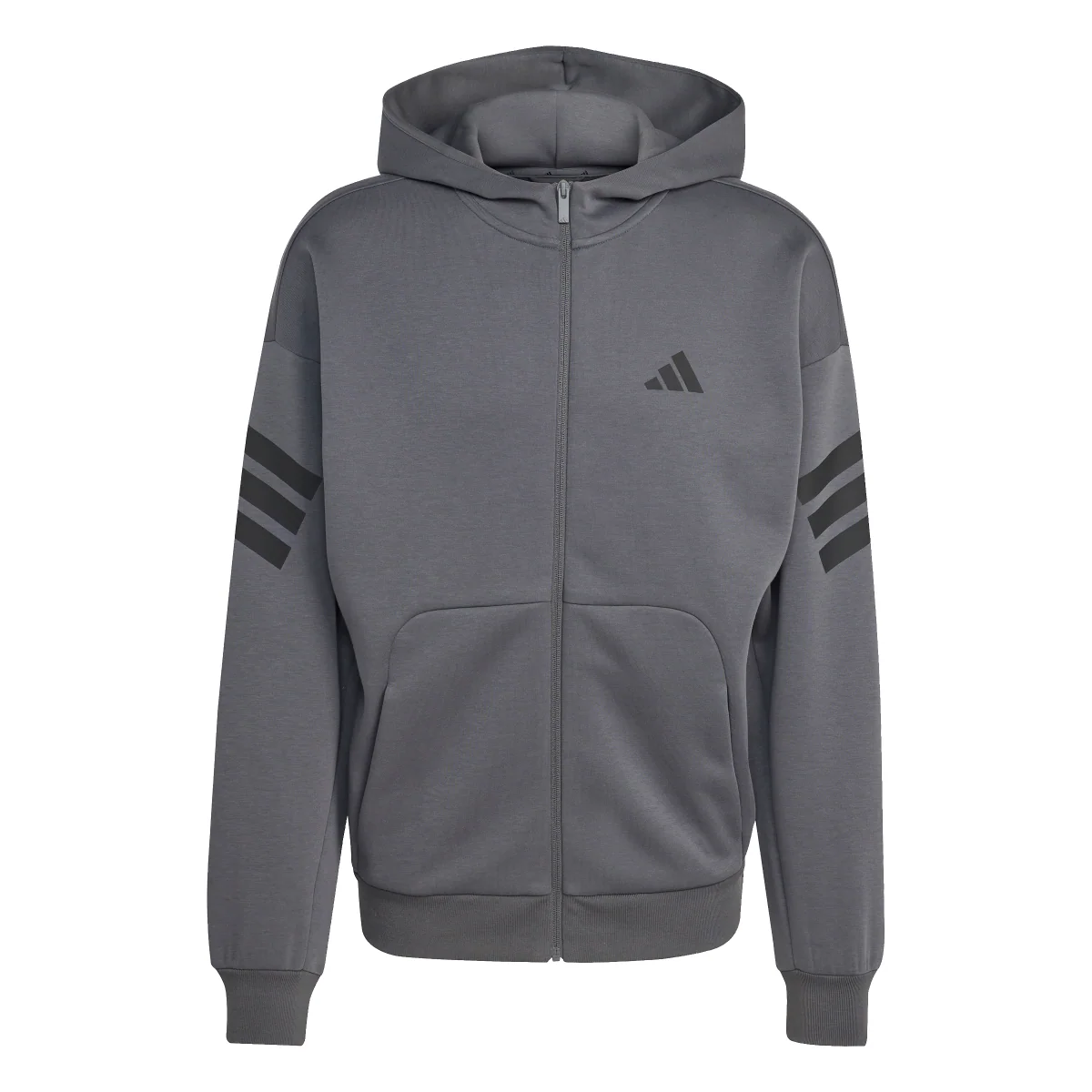 Felpa sportiva da uomo grigio con zip e le iconiche 3-Stripes adidas - Image 5
