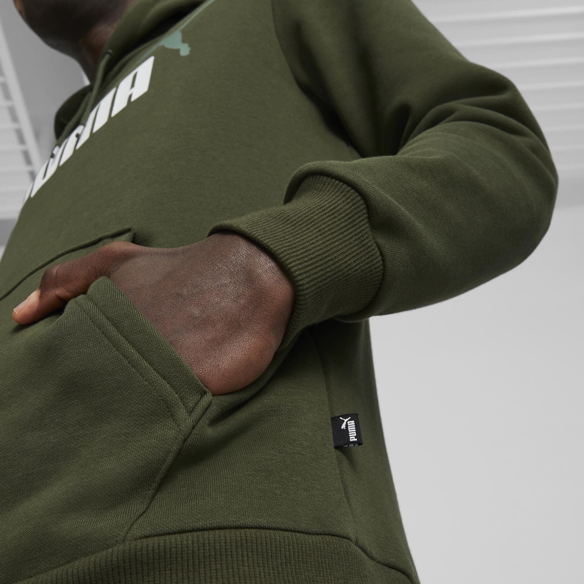 Felpa verde da uomo con logo sul petto e tasche Puma Essentials - Image 3