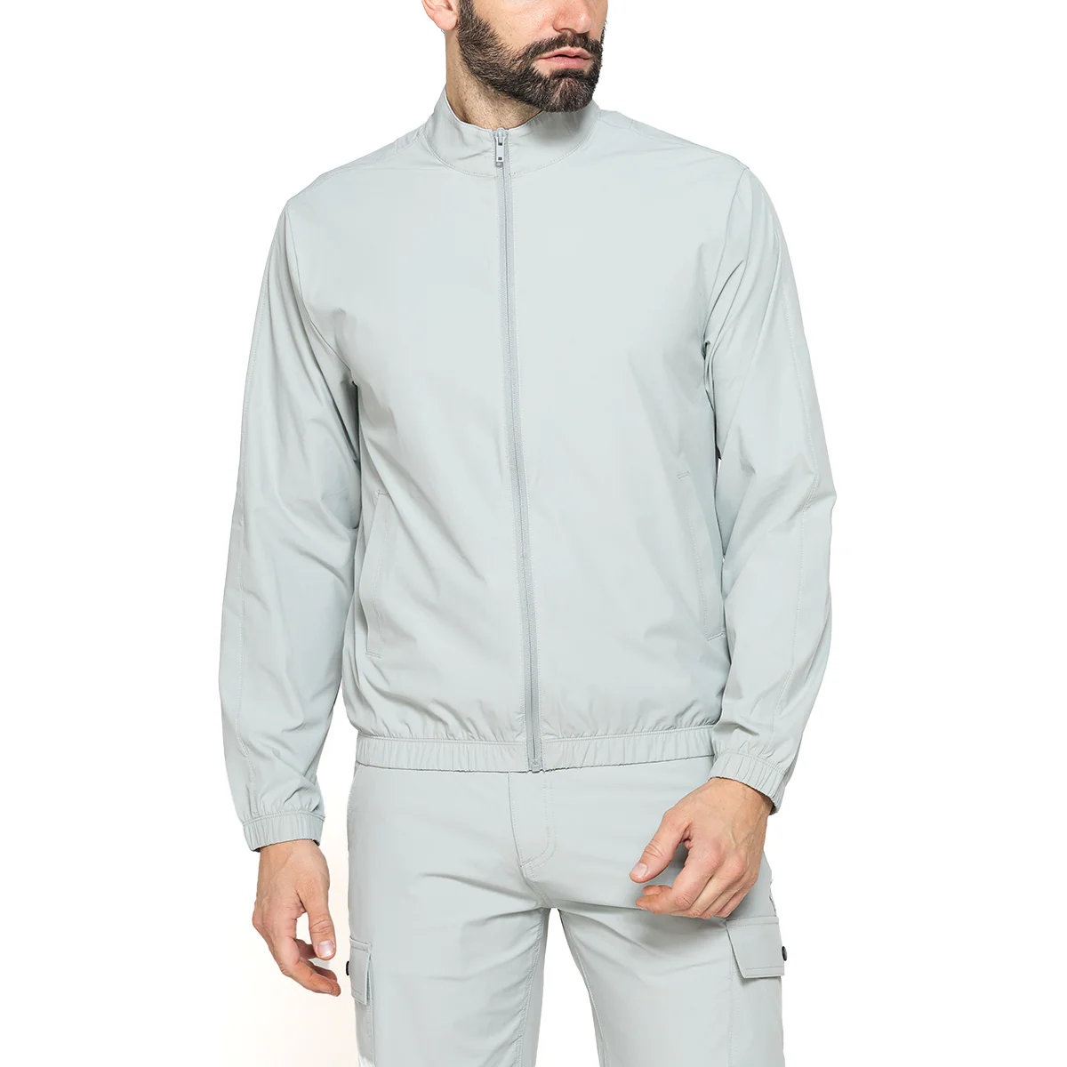 Giacca a vento leggero verde chiaro salvia da Uomo con zip Carrera Jeans - Image 3