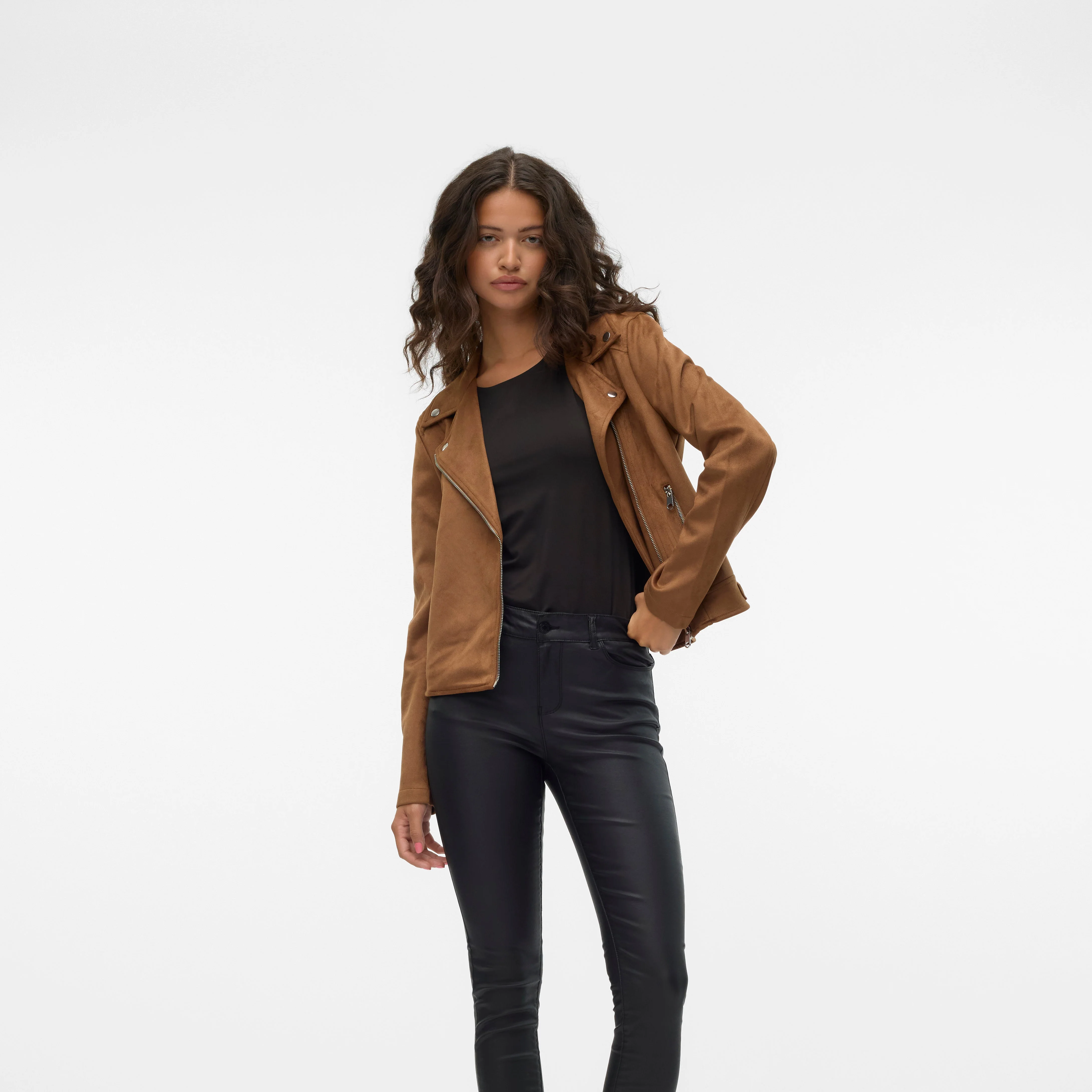 Giacca Biker marrone da Donna effetto scamosciato Vero Moda